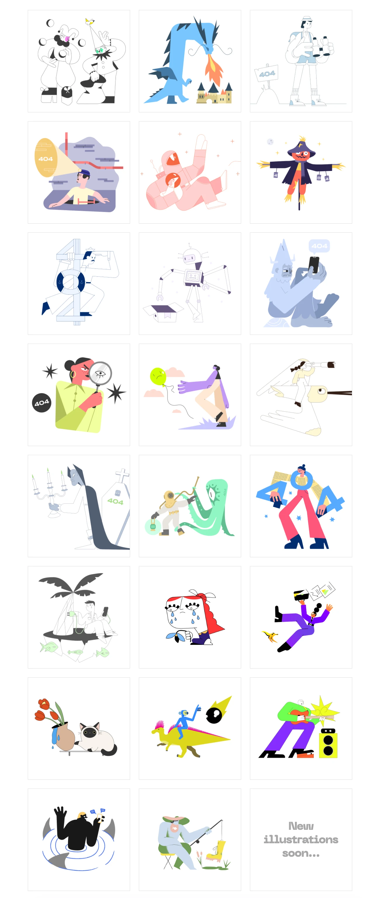 404 Illustrations for Figma & Sketch - A growing collection of open-source illustrations for your page-not-found message. Choose a scene to inform the user of the error occurred with futuristic elements and cute characters. All scenes are compatible with Sketch and Figma.