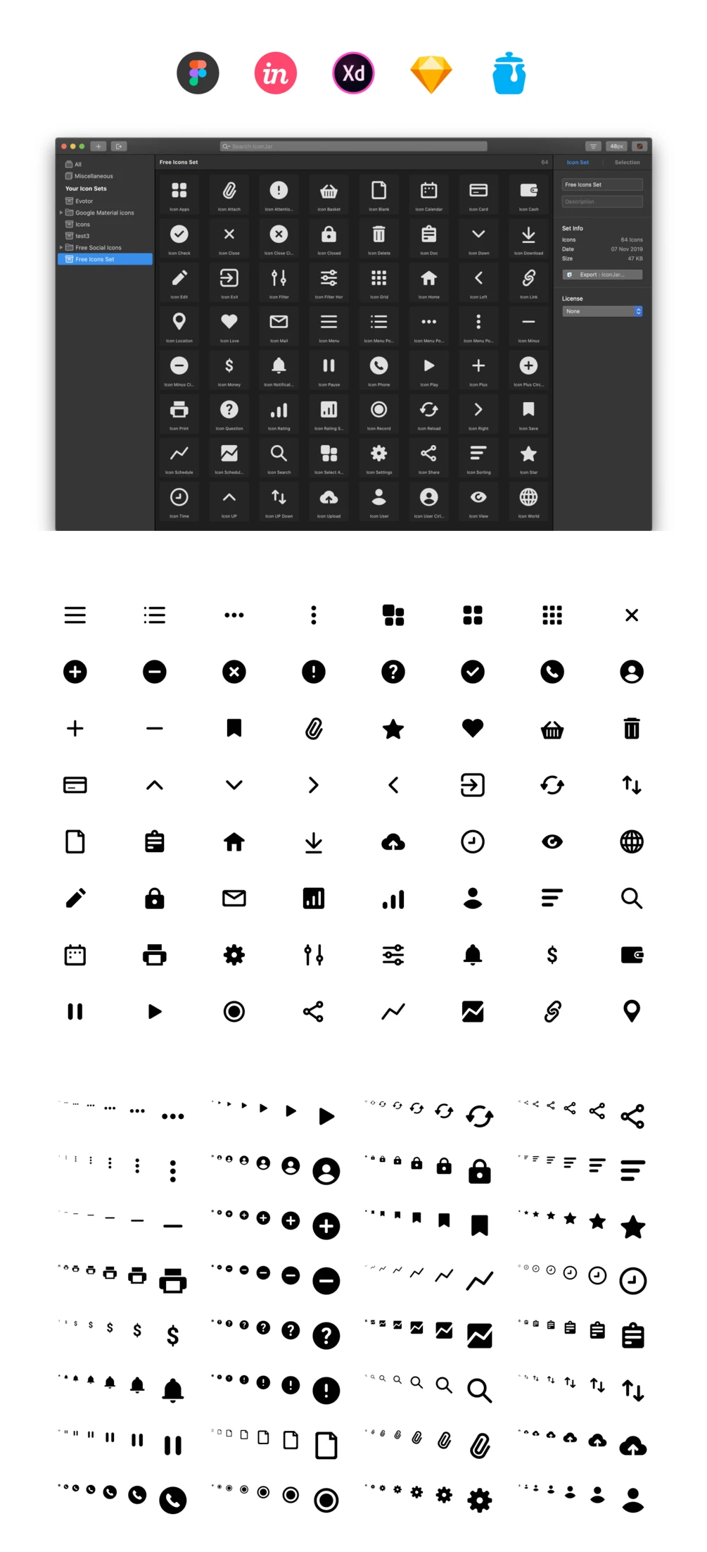 64 Free Essential Icons - A set of 64 most popular pictograms for a designer.