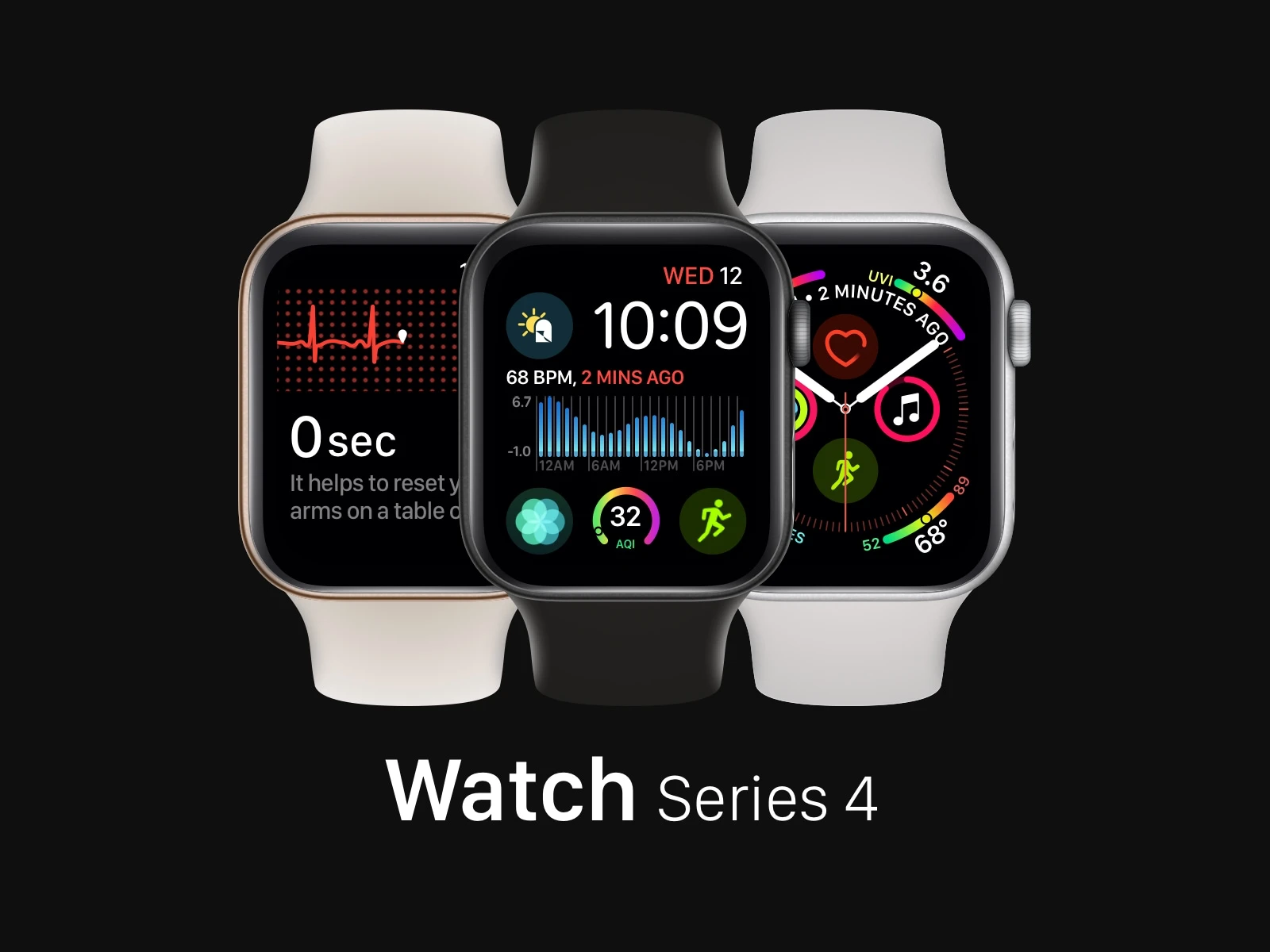 Apple Watch Series 4 Mockups - Easy-to-replace fully-vector based screen mockups for Watch Series 4 with all the color variants