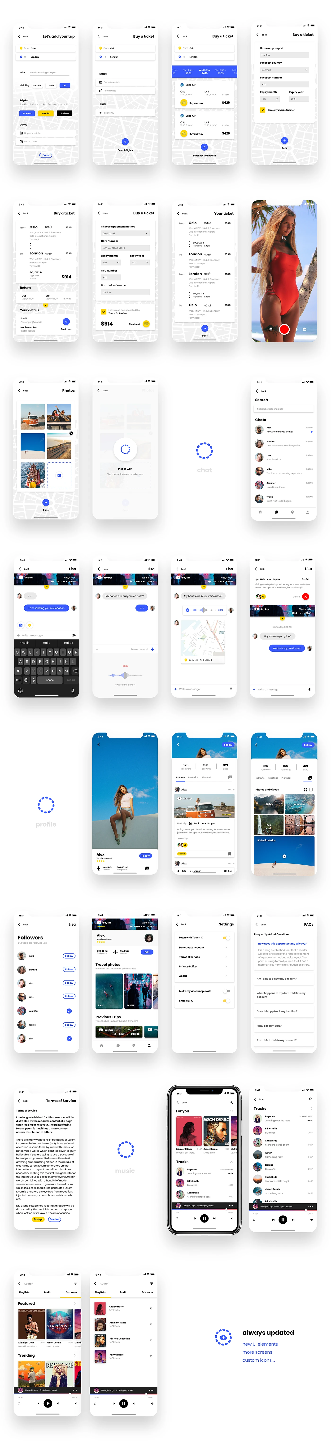 Backpack - UI Kit Free for Adobe XD - Includes 50+ customizable screens across seven categories 