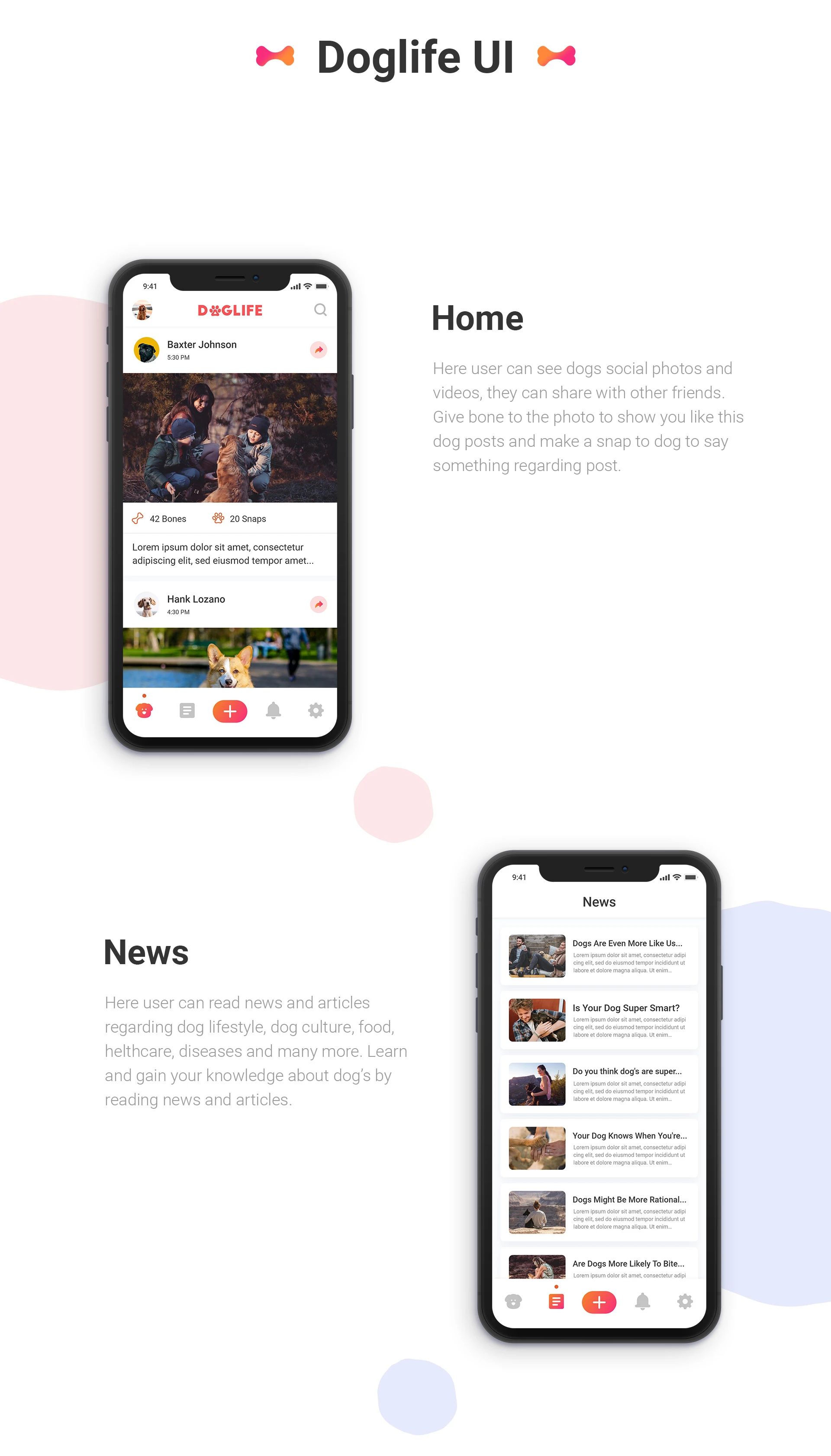 Doglife UI Kit Free for Adobe XD - Doglife is an app for dogs and dogs lovers, who loves to share photos of their dogs and dog's lifestyle. Minimal and clean app design, ready for you to get started.