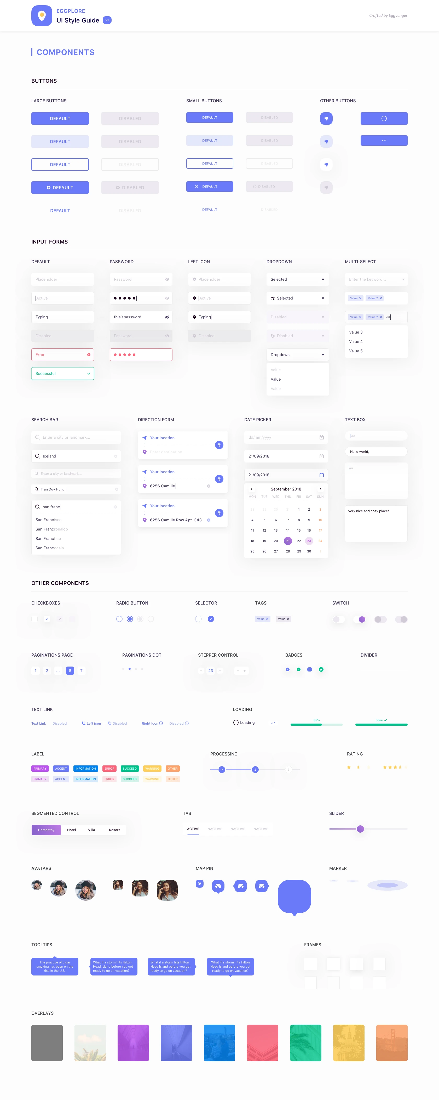 Eggplore UI Style Guide - Elegant and clean template from tmrw. team.