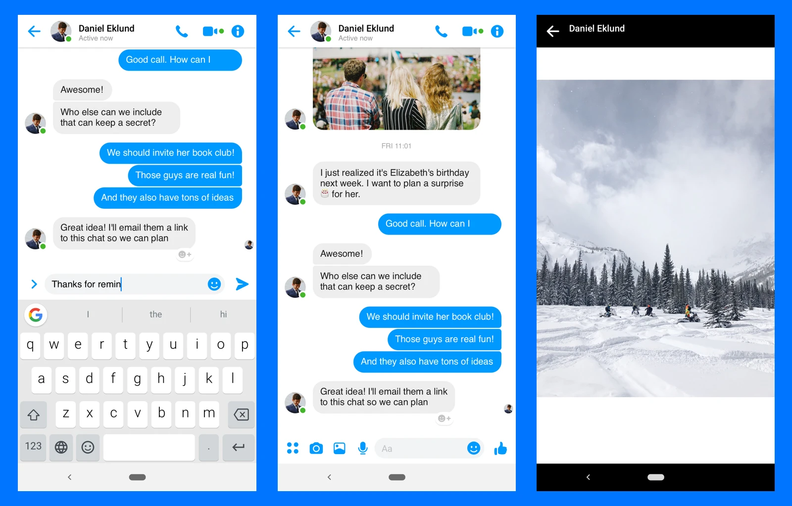 Facebook Messenger UI Kit for Android - The free kit is not just a design clone, it's actually a well organized Sketch Library as well. It contains icons, colors, components, spacing elements, etc.