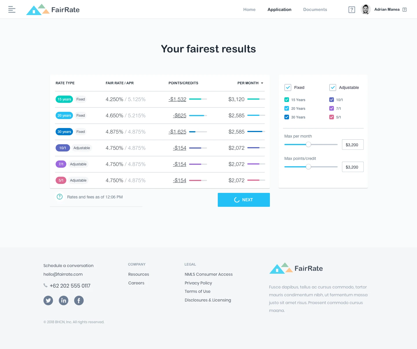 FairRate - Finance Web App UI Kit - Free UI Kit made for Sketch for finance sector web applications. The design is made with fiance and simplicity in mind.