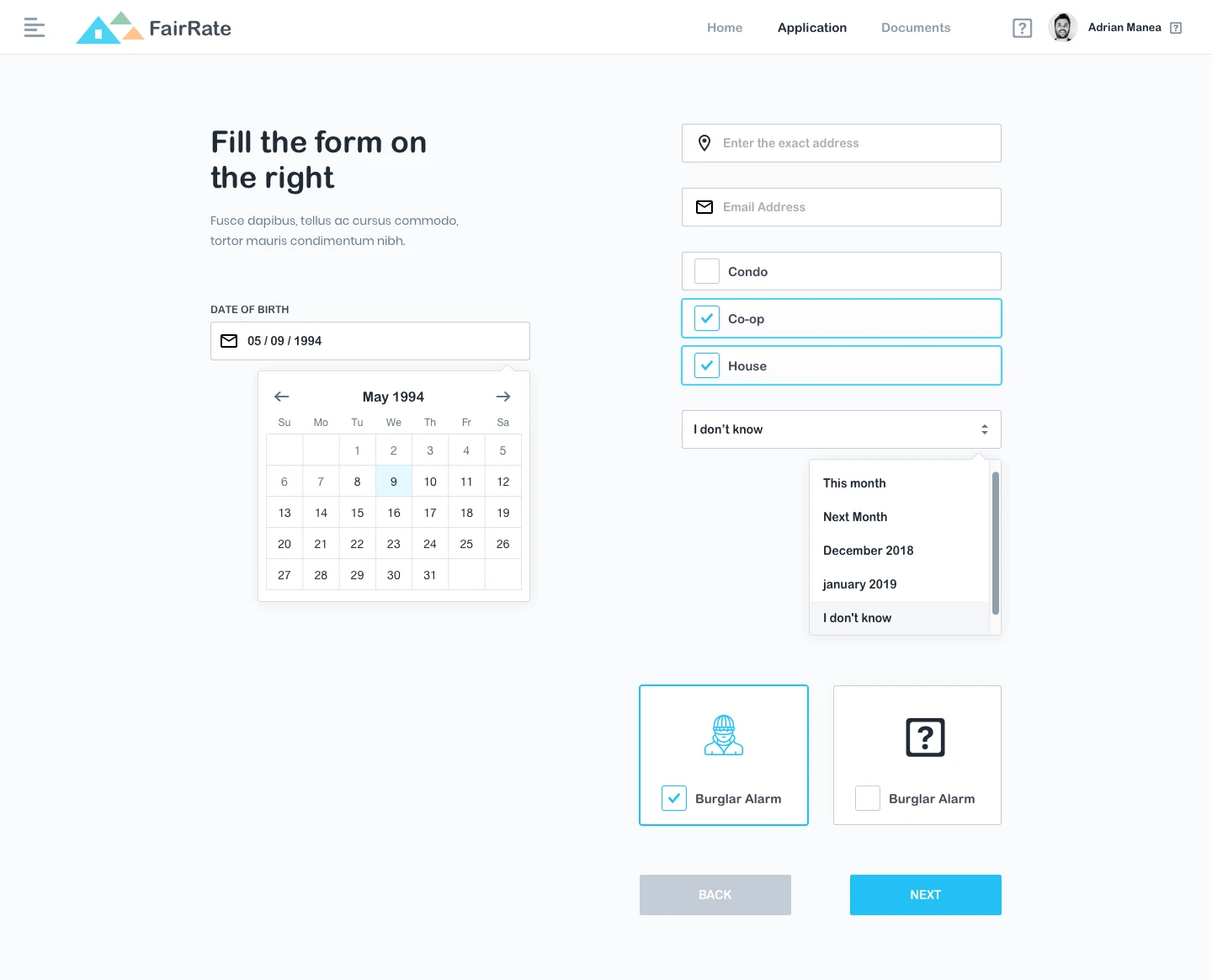 FairRate - Finance Web App UI Kit - Free UI Kit made for Sketch for finance sector web applications. The design is made with fiance and simplicity in mind.