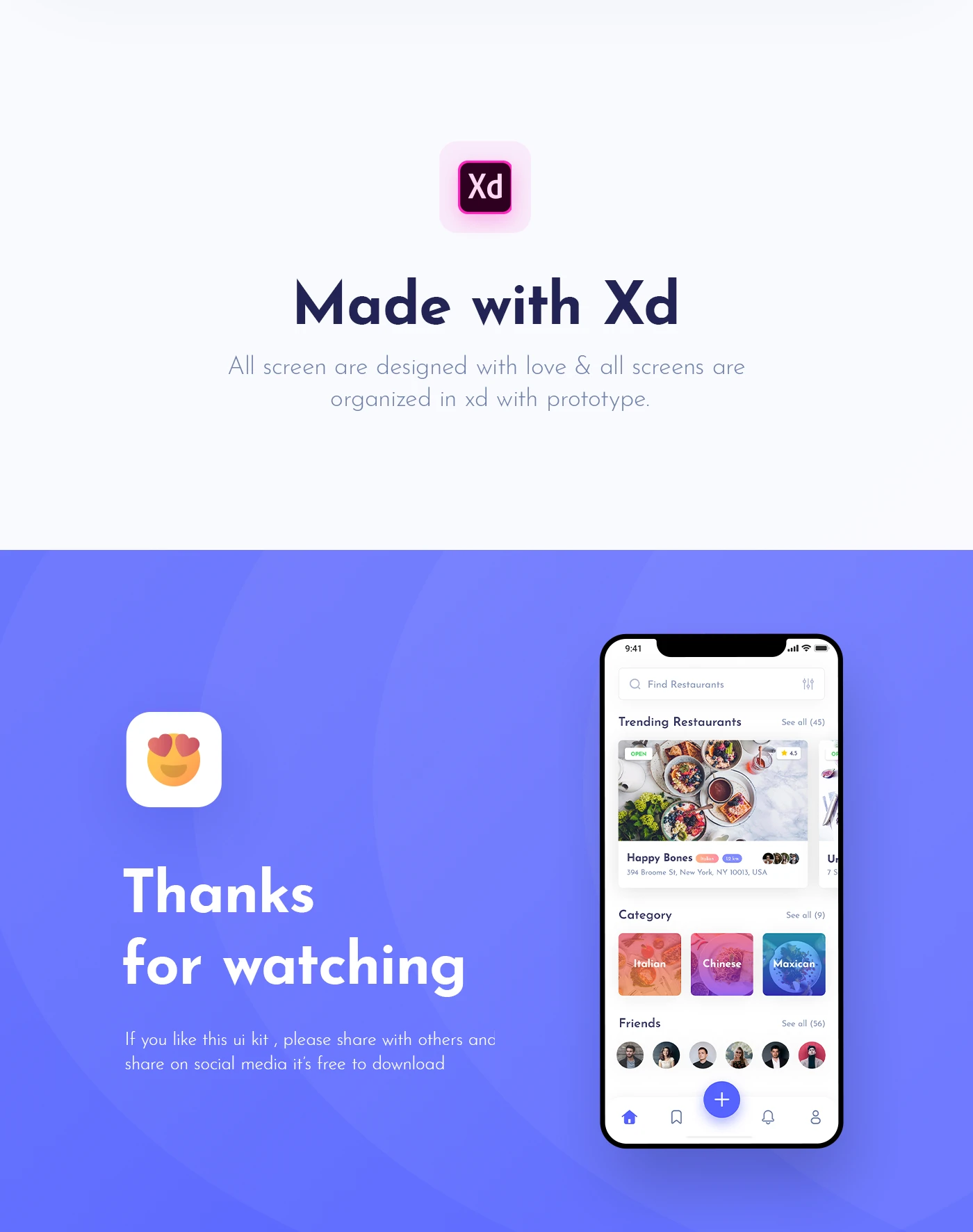 Foodybite - Free UI Kit for Adobe XD - Foodybite is a free UI Kit. It is easy to use for Adobe XD for who want to design an app related to food or restaurant services. The UI Kit pack included more than 30 customizable screens. All screens are fully editable. This UI Kit is free for personal & commercial projects.