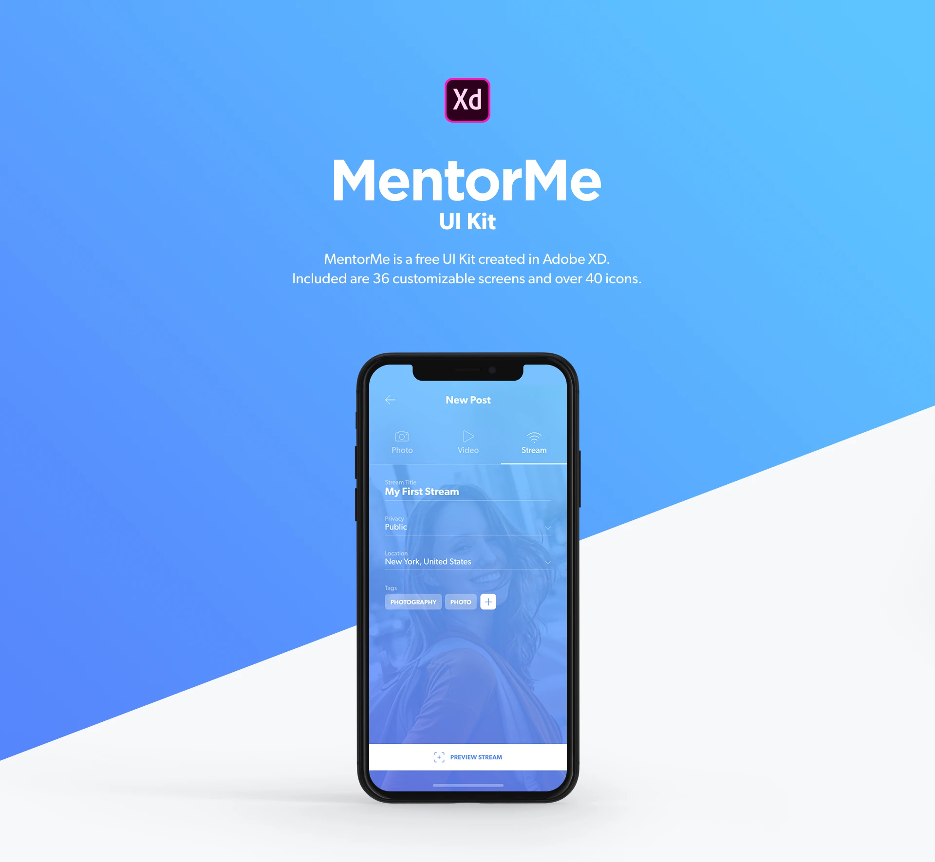 MentorMe UI Kit for Adobe XD - MentorMe includes a total of 36 customizable screens, flows for creating profiles, scheduling meetings and appointments, sending and tracking messages, provisioning payments, as well as ratings and notifications. A comprehensive asset panel specifies colors, fonts, headers, navigational elements, inputs, buttons, and over 40 icons to choose from.