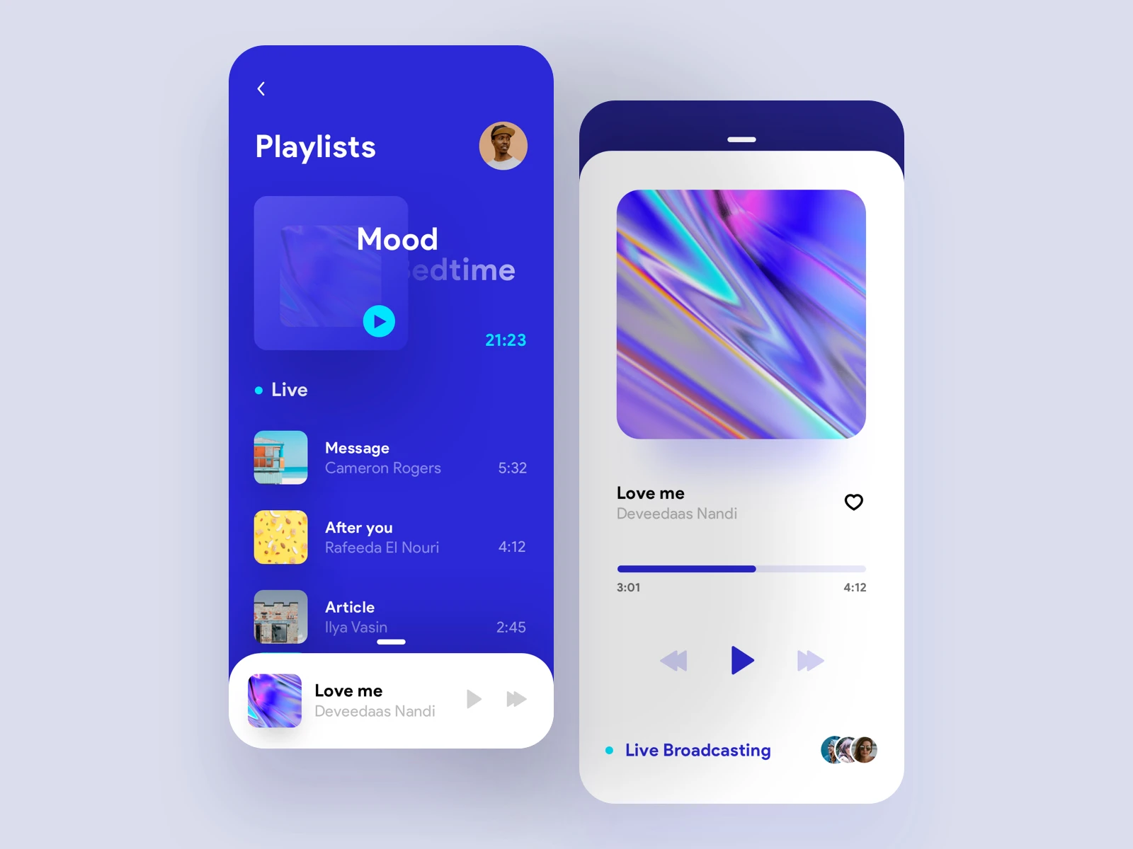 Orizon Music Player UI Kit - Minimal and clean music player, includes 3 screens.