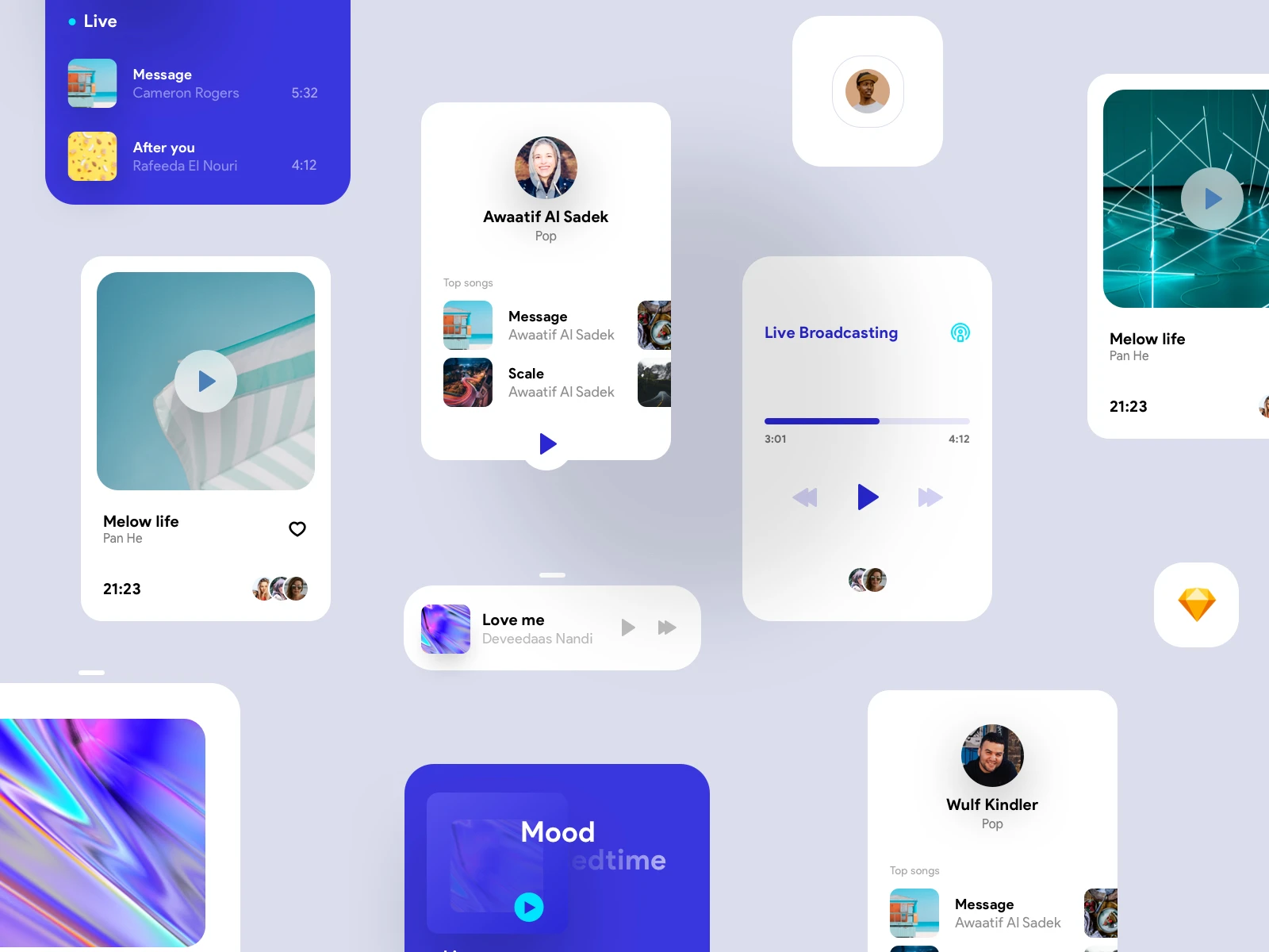 Orizon Music Player UI Kit - Minimal and clean music player, includes 3 screens.