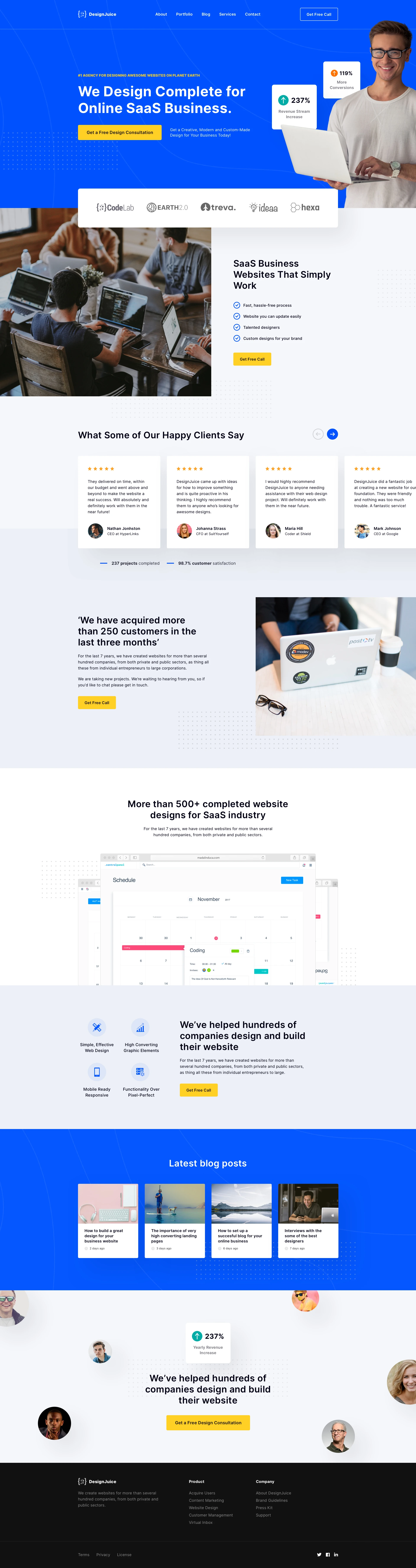 SaaS Business - Free Landing Page for Sketch - Elegant and clean landing page design for your agency.