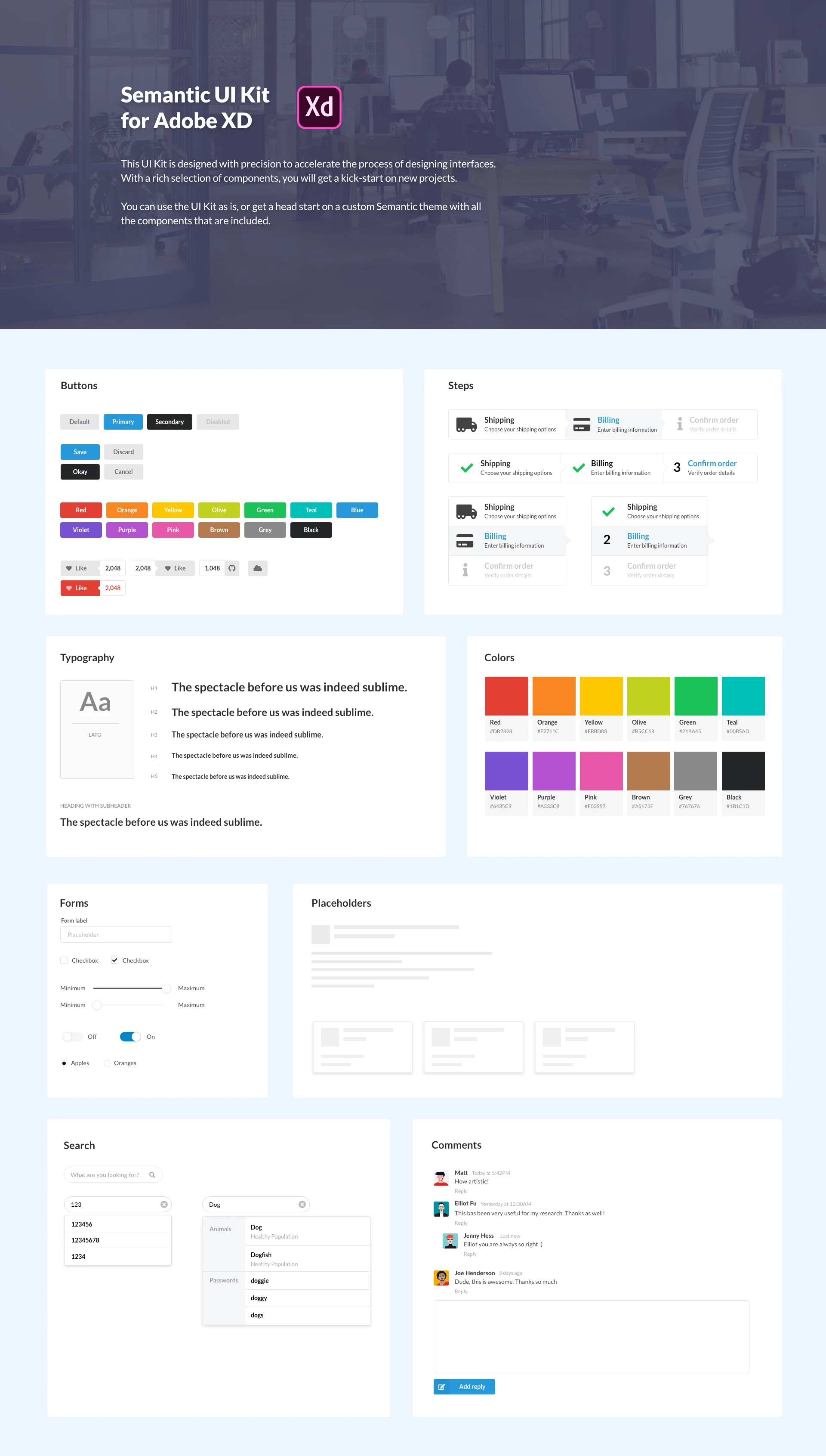Semantic UI Kit for Adobe XD - 80+ high quality components to kick-start your design system