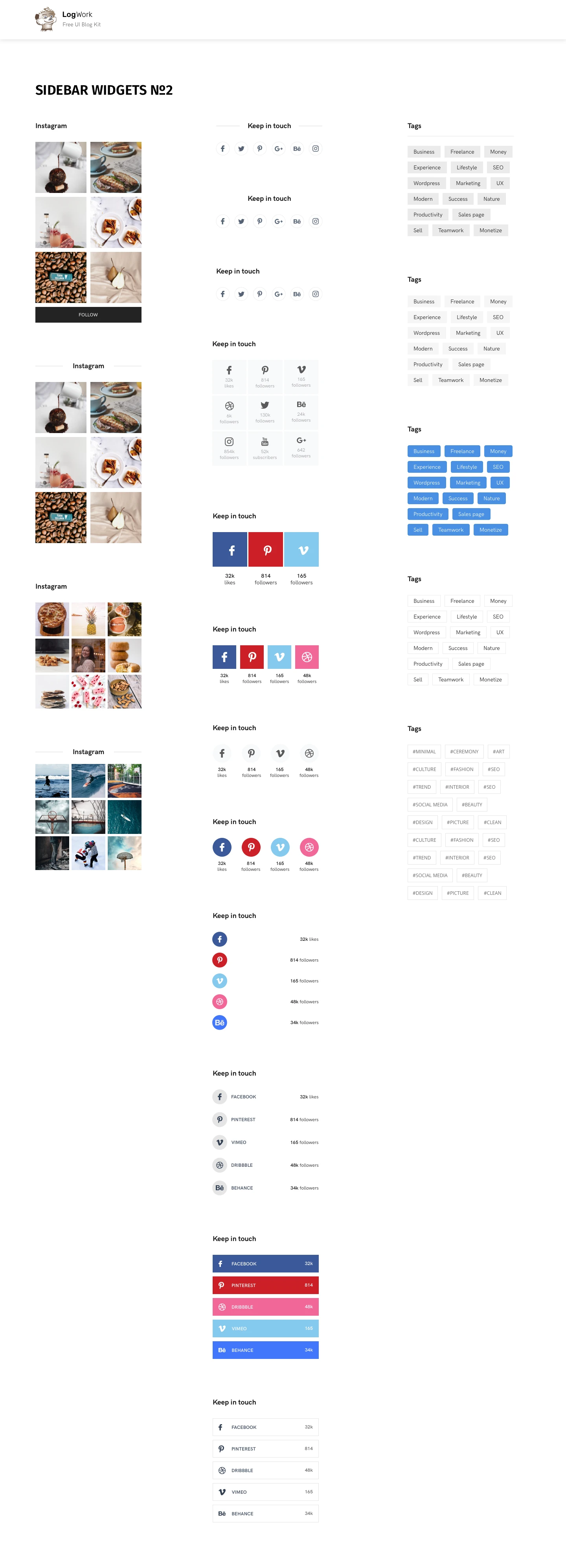 UI Blog Kit Template for Sketch - Multiple post design types, customized headers and footers. Fully responsive with 12 columns bootstrap grid (1170px).
