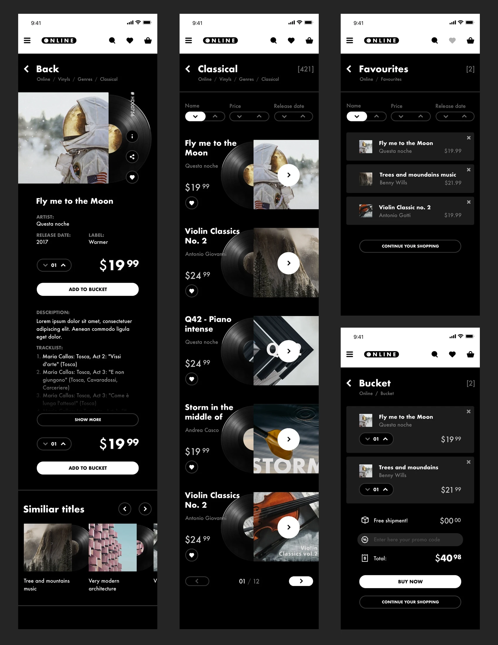 Vinyl Store - A Free eCommerce UI Kit - This is a conceptual design for an online Records Store