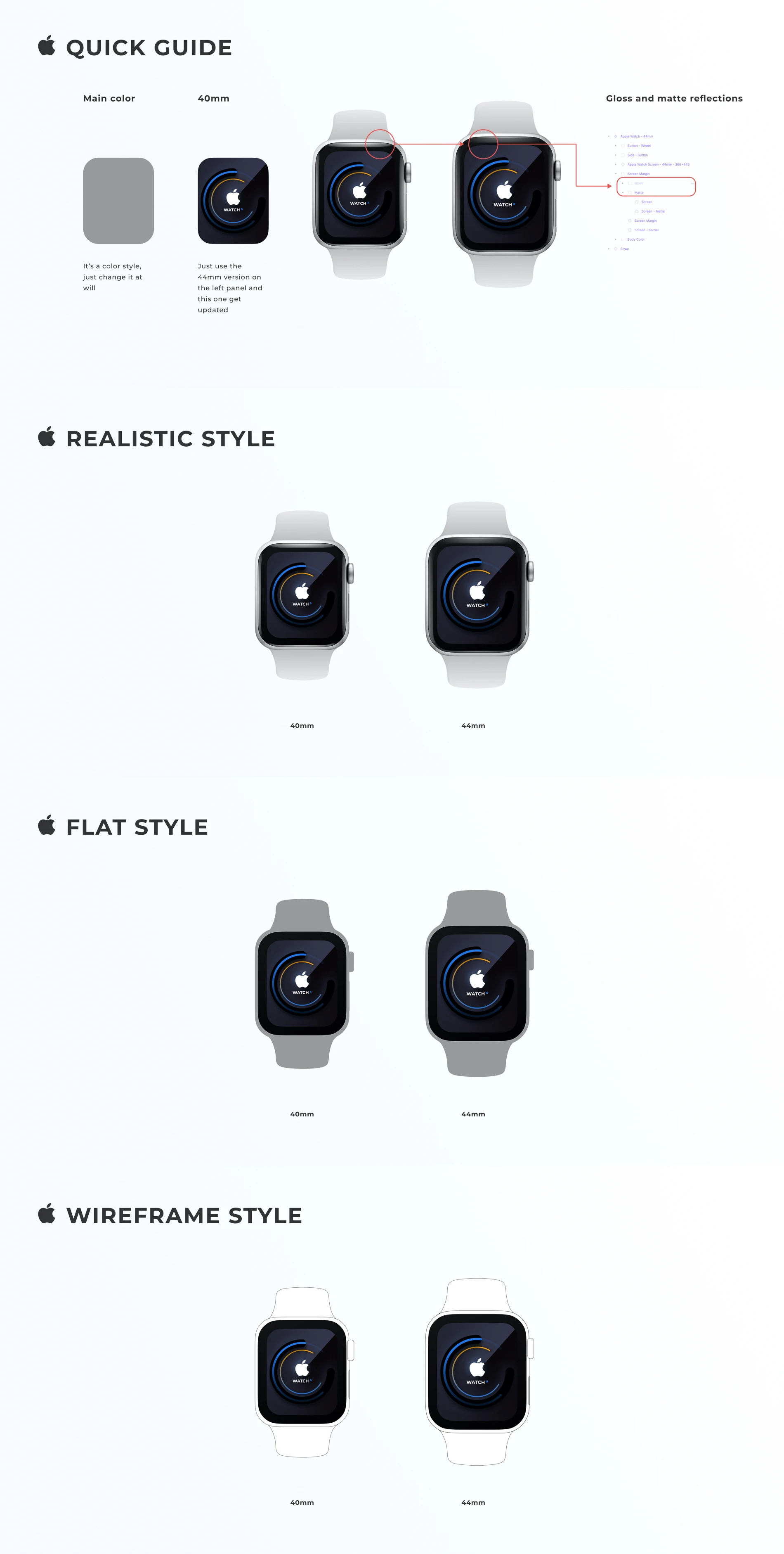 Apple Watch Mockup for Figma - In this mockup, you'll find an Apple watch ready to showcase your beautiful design solutions. For those that are starting designing for smartwatches or for the expert ones, having a simple, easy and fast way to show your ideas and concepts is a must.