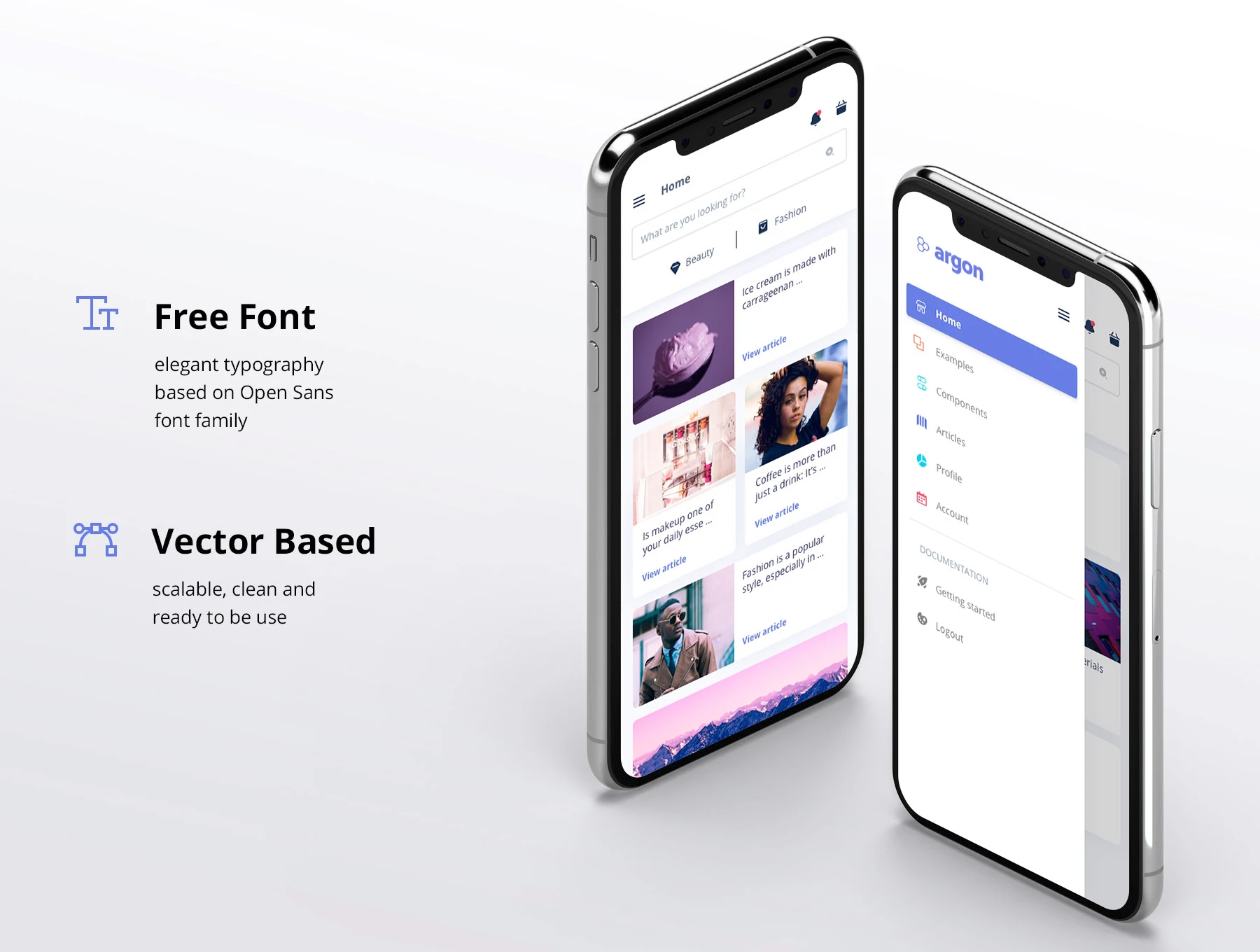 Argon Mobile UI Kit - Argon Mobile UI Kit accelerates the design process and helps you swiftly create fresh and complex designs. All the components are designed to look great together, following the same design pattern. Each screen is fully customizable, exceptionally easy to use and carefully assembled in Sketch, Figma, Adobe XD