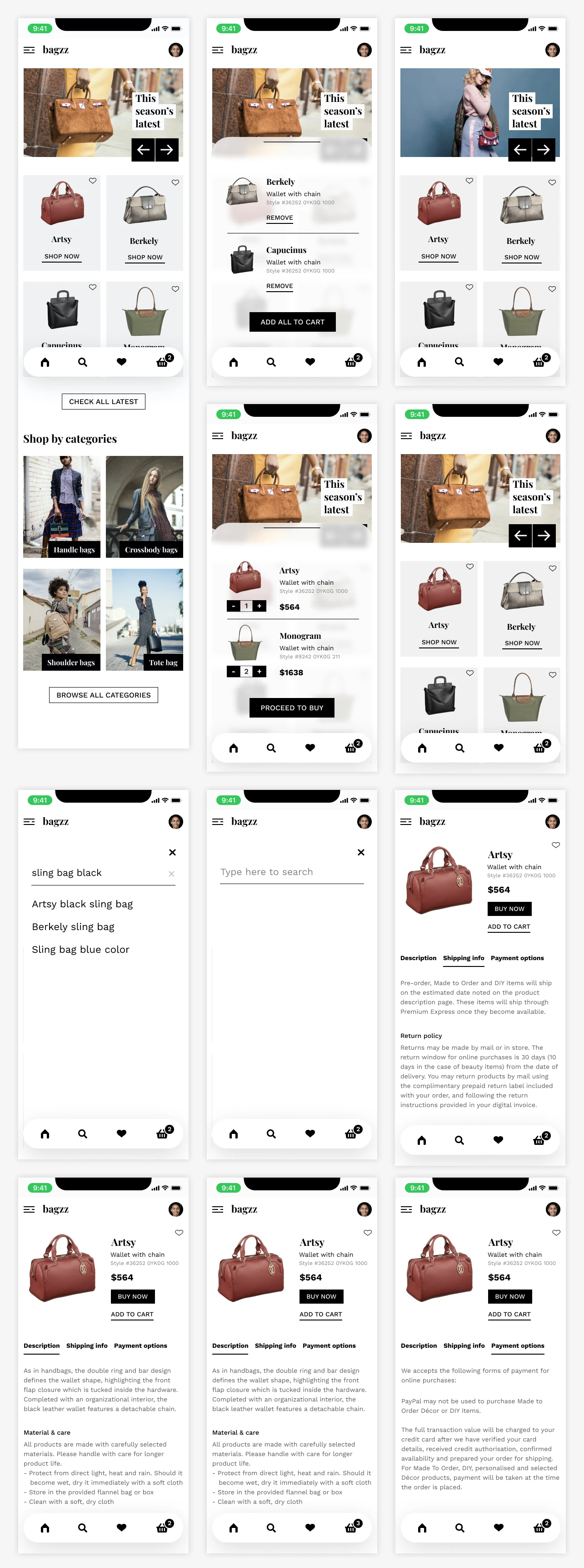 Bagzz - Free Shopping UI Kit for Figma - Bagzz is a minimal & modern shopping app UI kit. This free UI kit has basic app screens and prototypes to get you started.
