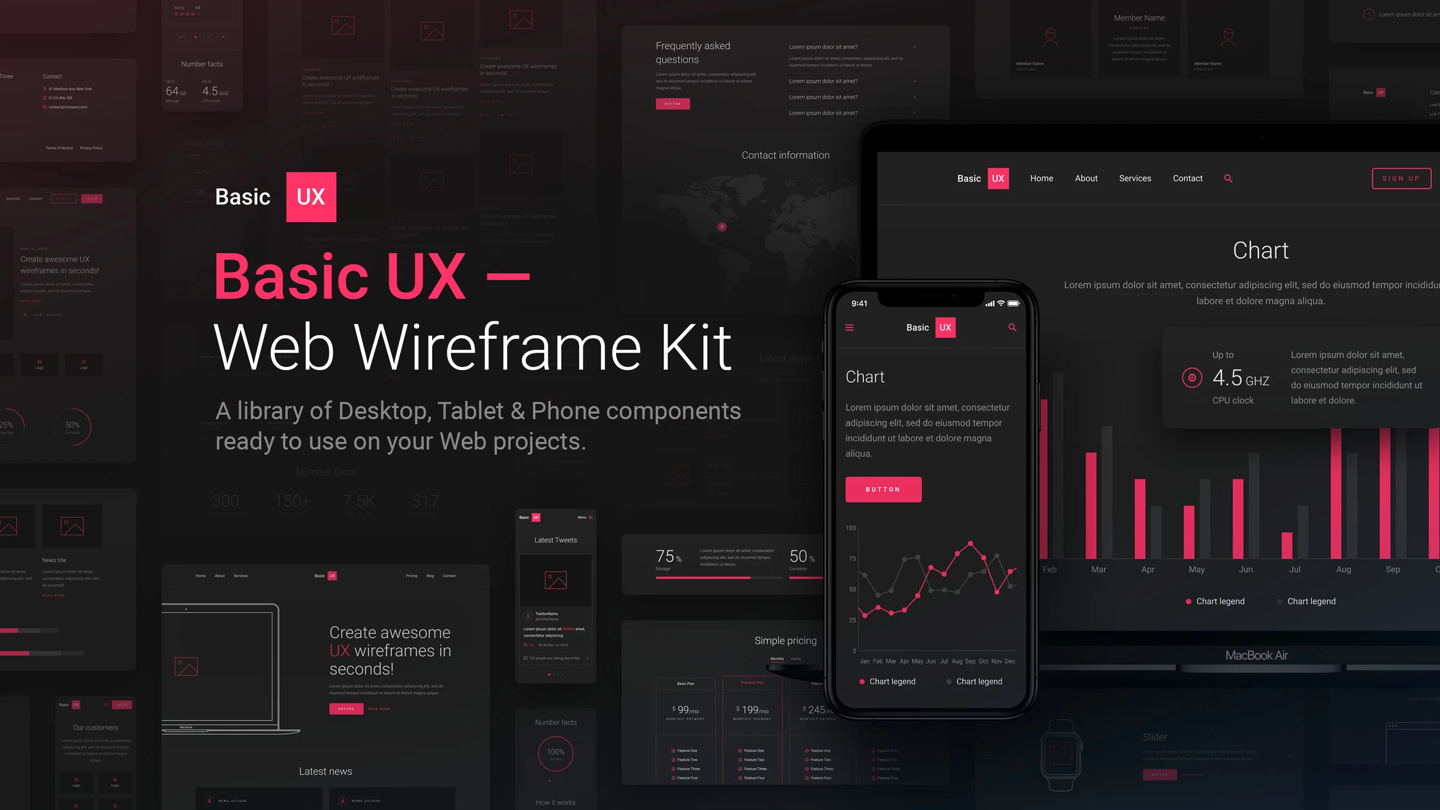 Basic UX for Invision Studio - The final deliverable was a family of 4 products that you can download and use for free. Just download InVision Studio, open their App Store and search for 128 Outline Icons, eCommerce Wireframe Kit, User Interface Kit and Web Wireframe Kit.