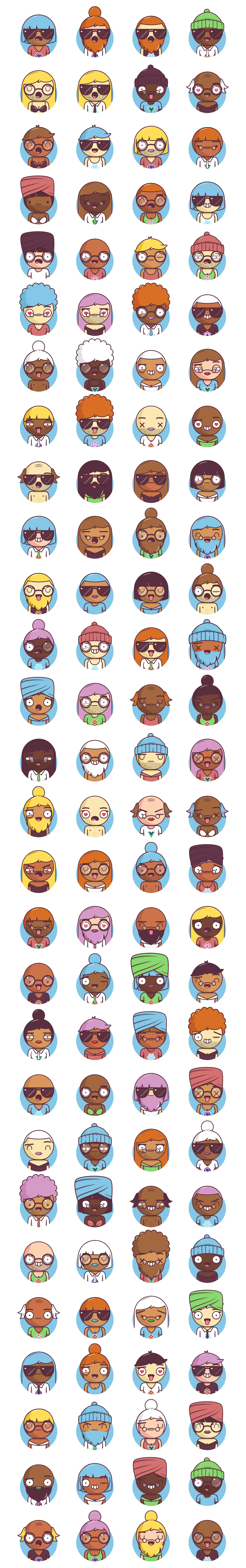 Big Heads Characters Free Illustrations - Easily generate characters for your projects. Combine expressions, clothing, hair styles and colors into billions of different unique characters. Embed them on your website, use them in your favourite design software, or import them from the React library!