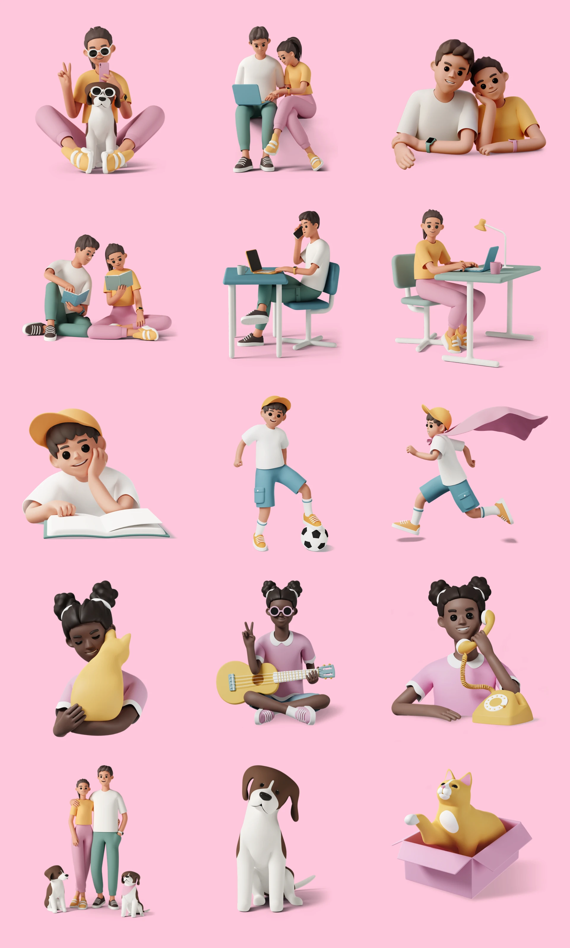 Casual Life 3D Free Illustrations for Figma - Class up your next project with our eye-catching 3D images! Ideal for websites, apps, social media, or marketing.