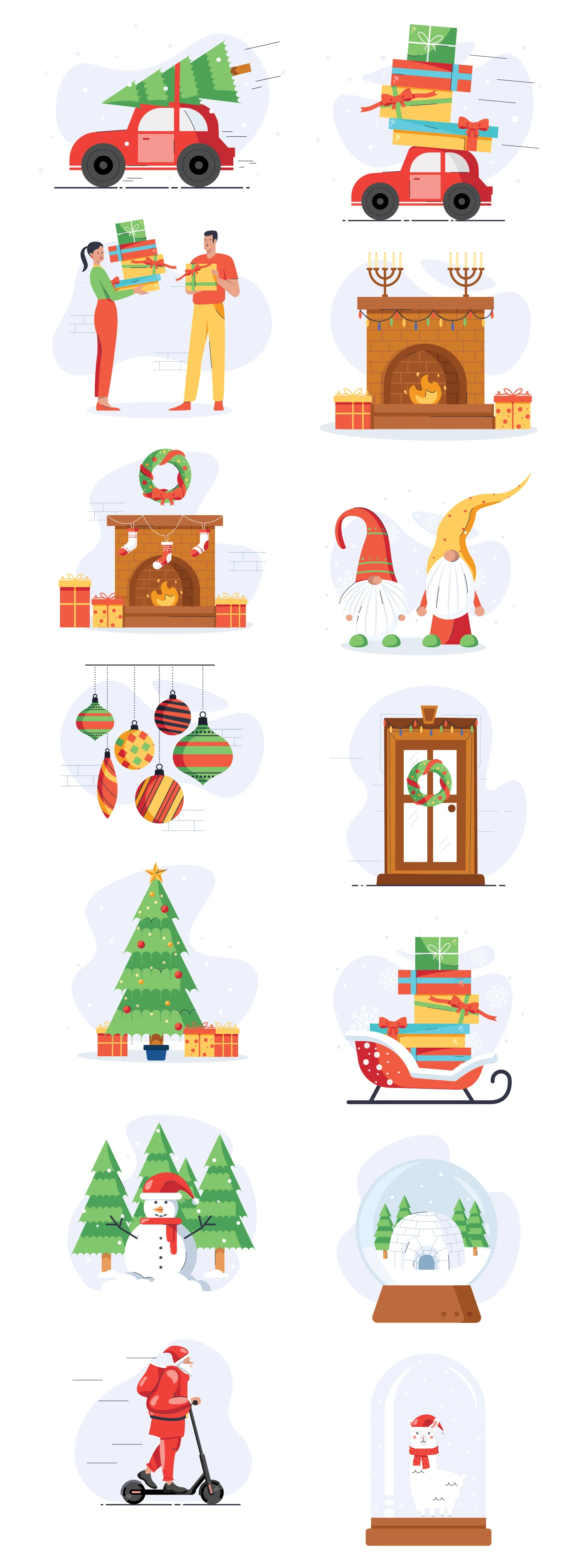 Christmas Free Illustration Pack - High-quality Free Christmas royalty-free Illustration pack that can be used in all designing software like Photoshop, Illustrator, Adobe XD and Sketch for Festival & Days related content in all formats.