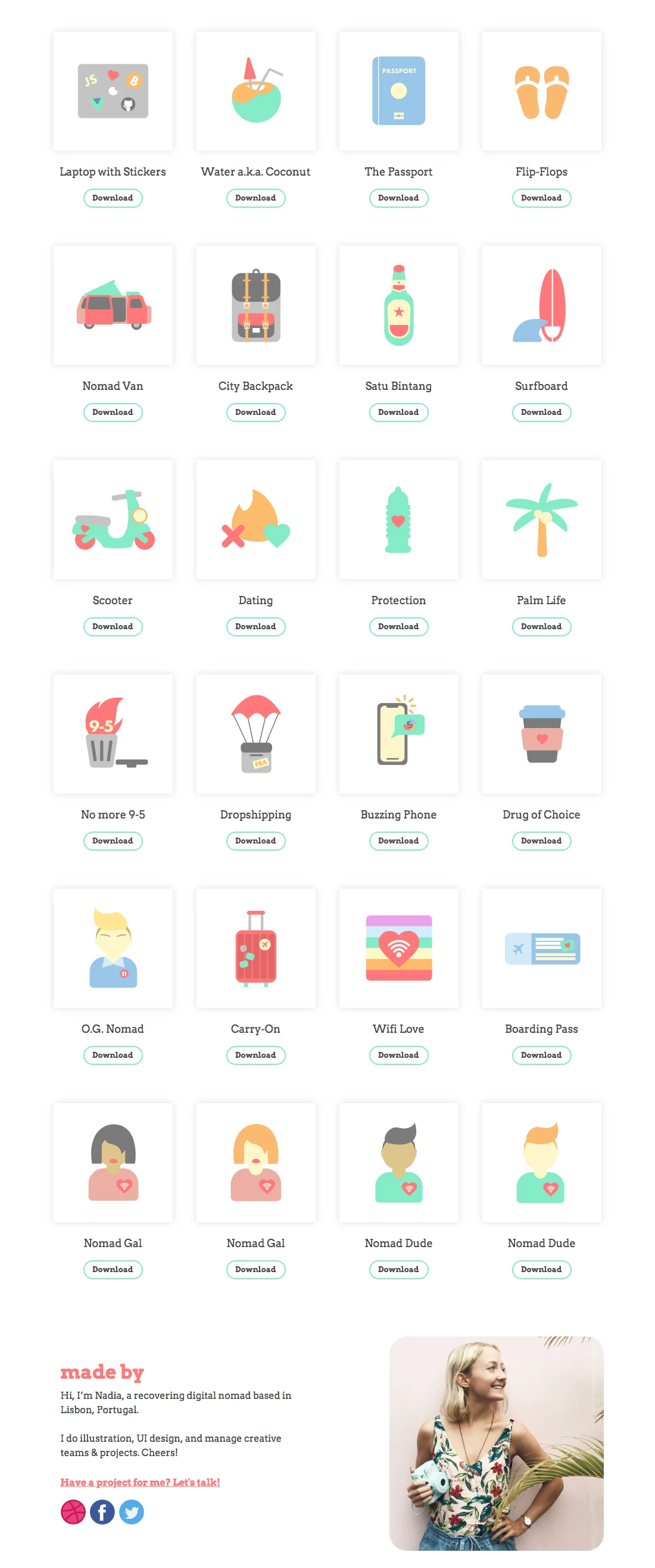 Digital Nomad Starter Icon Pack - Lifestyle icon & emoji pack for your next project