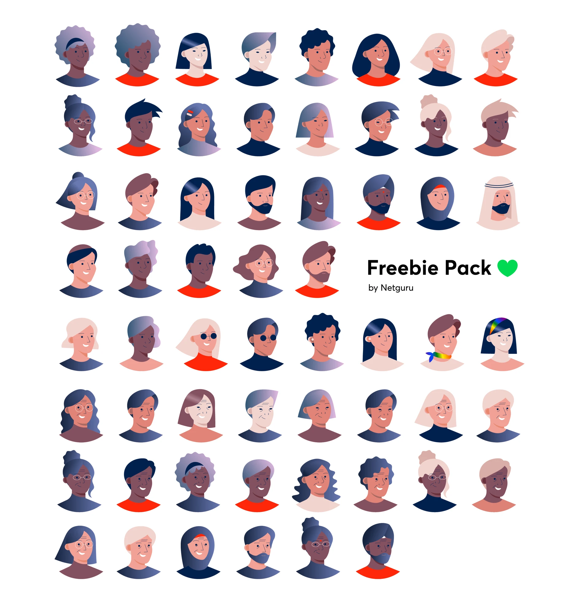 Diversity Avatars - You can use these assets free of charge in both personal and commercial projects. That way we hope to inspire you to practice Inclusive Design in your day to day work.