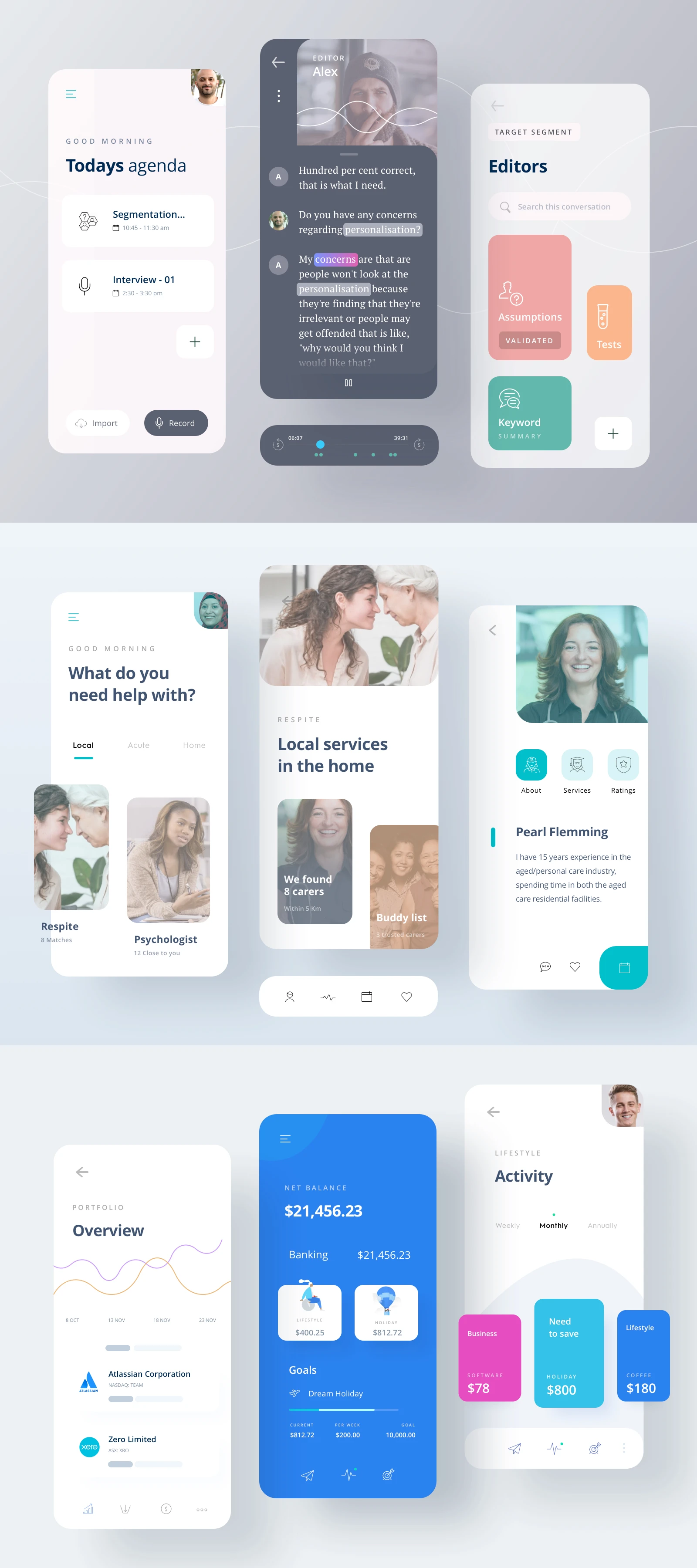 Dlyte Free UI Kit for Sketch - Minimal and clean app design, 9 screens for you to get started.