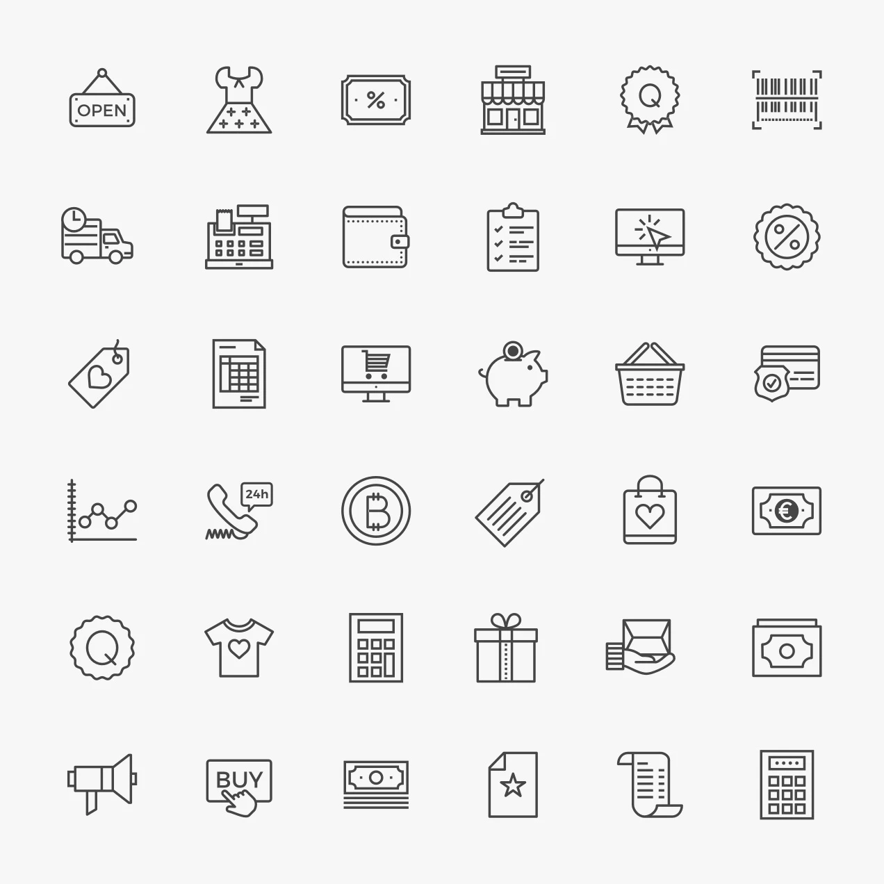Ecommerce Free Icon Pack - 38 free, flat-line ecommerce icons for your next product design project.