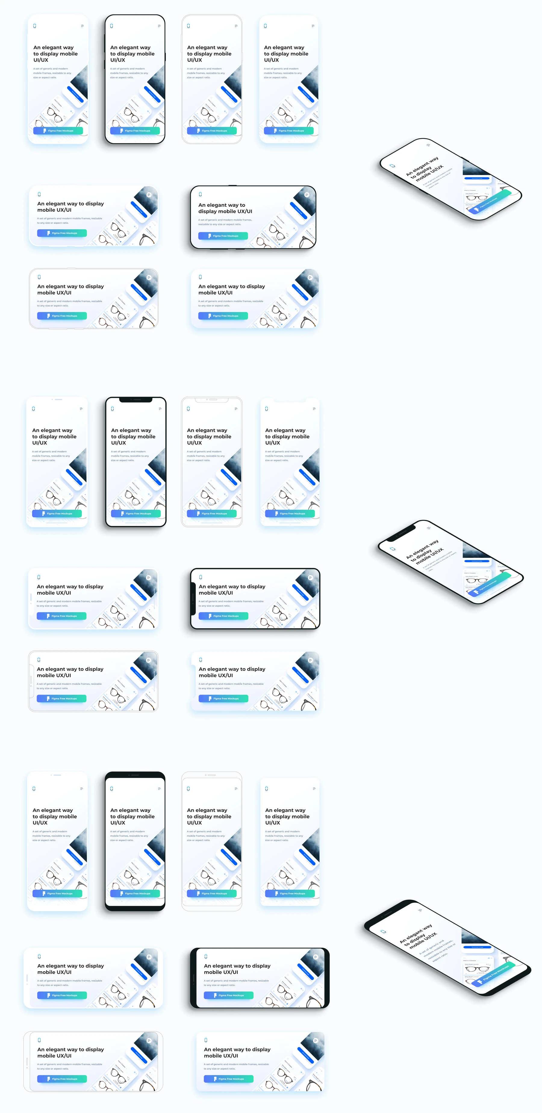 Flat Mobile Frames Mockups for Figma - Sometimes, we just need a simple, modern and pretty mobile frame to feature our app design.