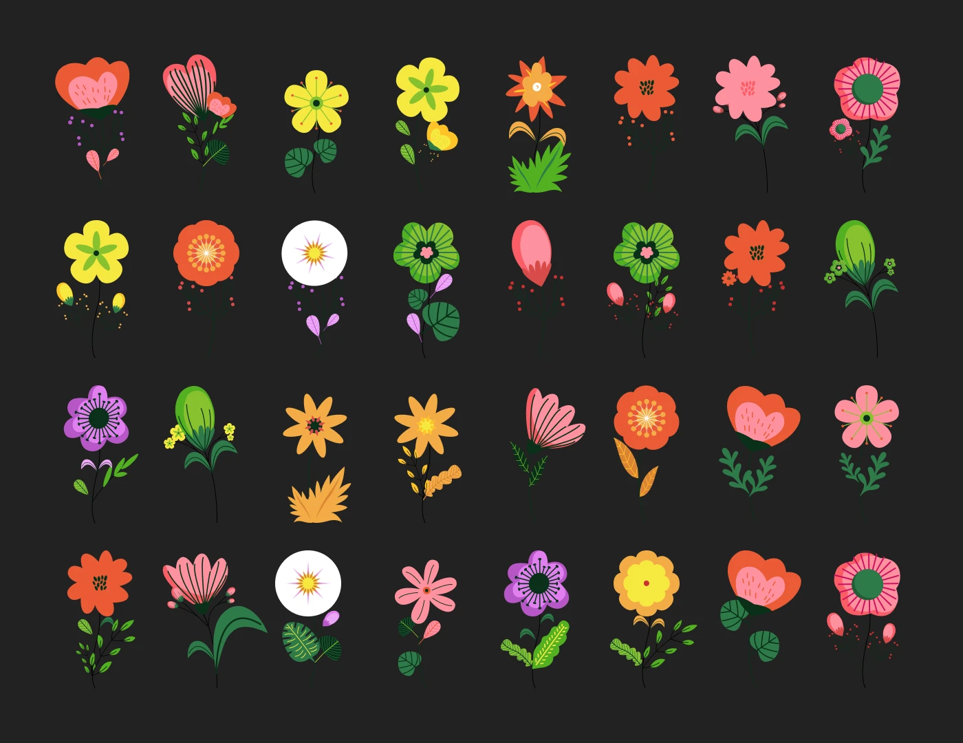 Flower Patterns Free Illustration for Figma - Flower patterns with variant allow you to use them anywhere. Vector file, you can edit shape, color and size.