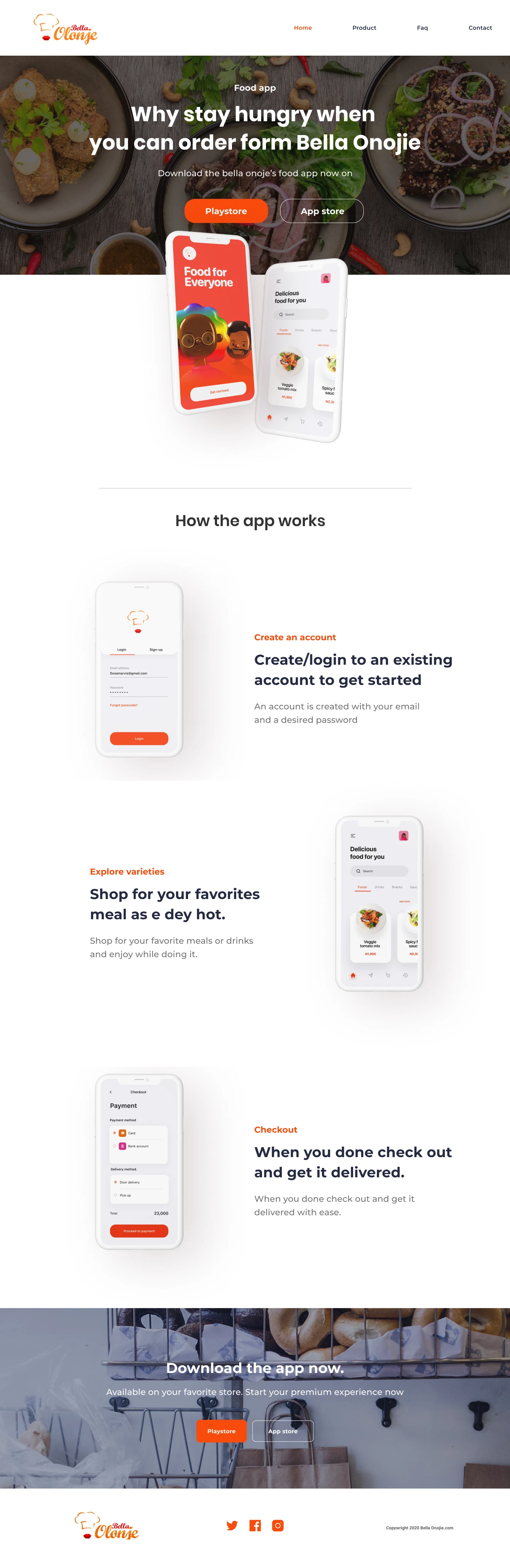 Food App Free Landing Page for Figma - Elegant and clean landing page design for Food App.