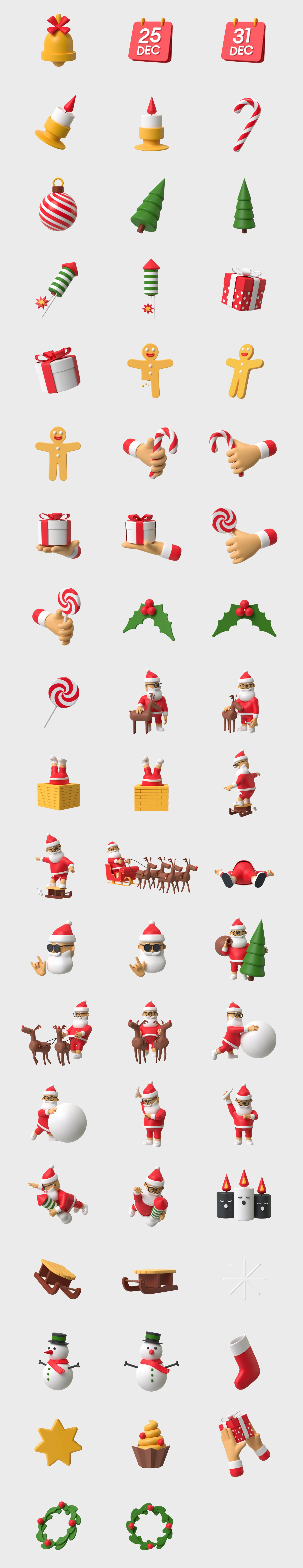 Free Christmas 3D Illustrations - Merry holiday set is here! Charismatic Santa character in different poses and cute Christmas hands gestures are ready to help with upcoming UI projects.