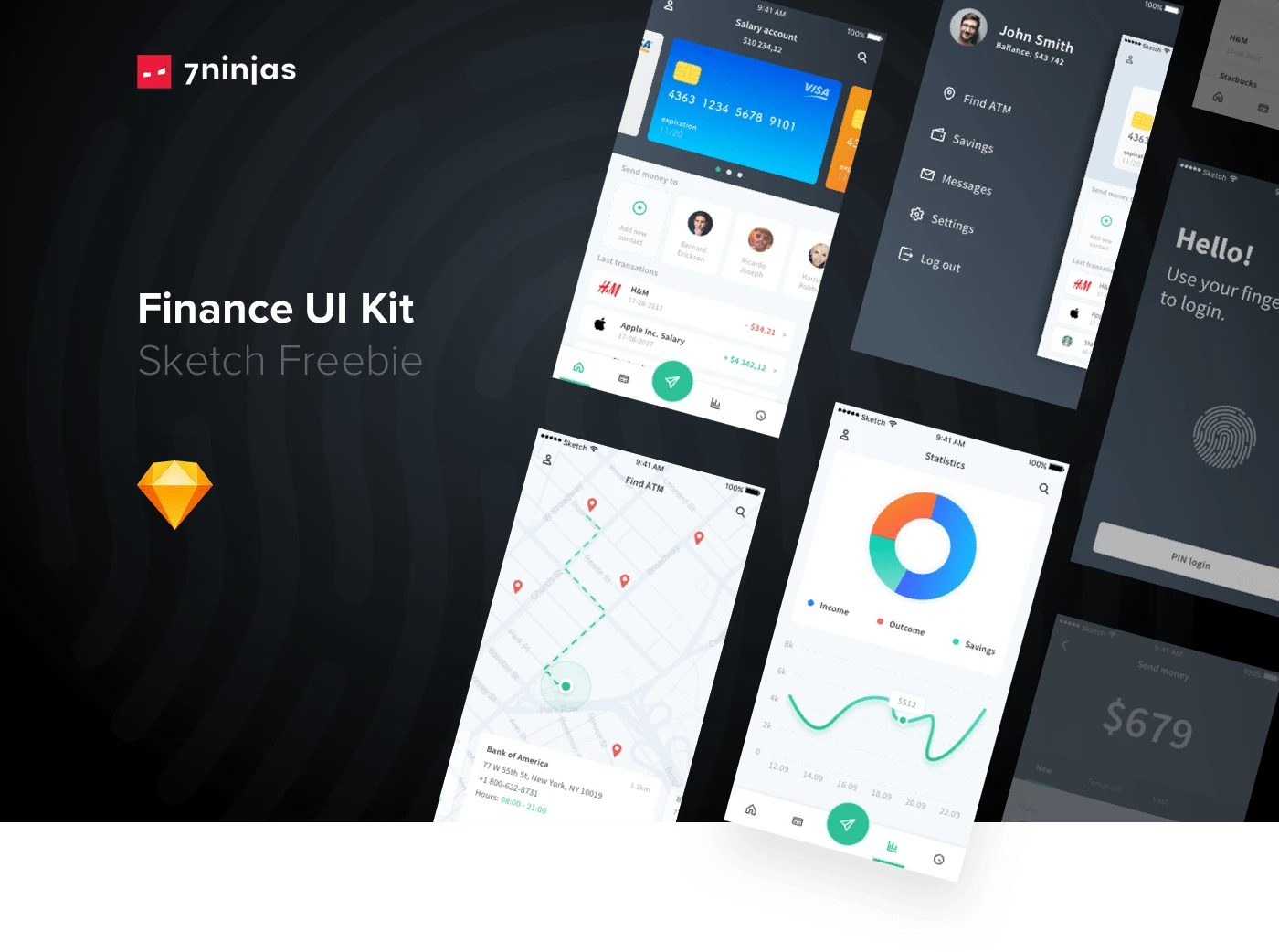 Free Finance UI Kit - Kickstart your project or just have fun with it. Designed by 7ninjas
