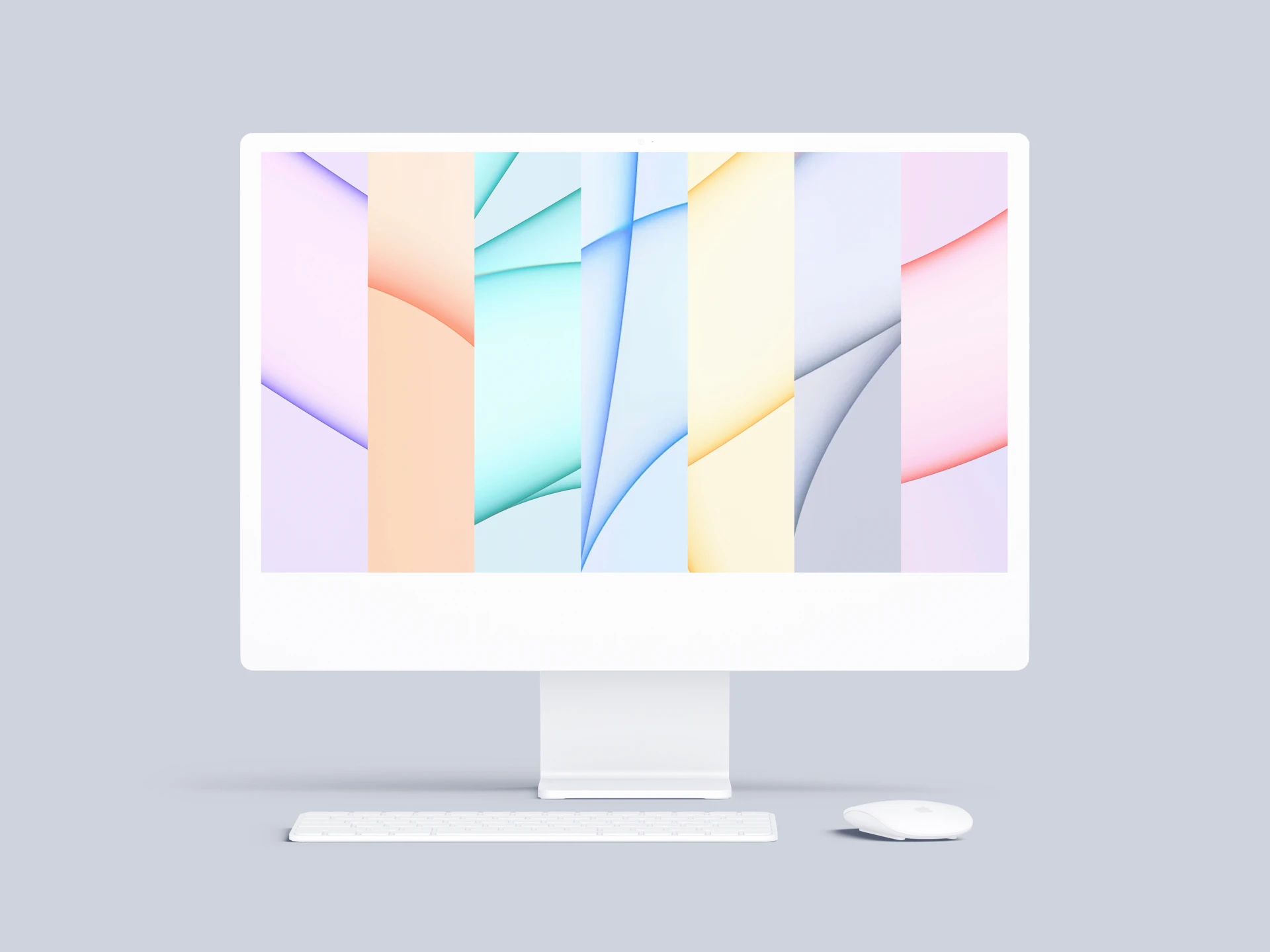 Free iMac 24-inch Mockup (2021) - Meet the new iMac mockup in a premium quality and 7 color styles. You can easily customize this photorealistic mockup, thanks to smart layers function.