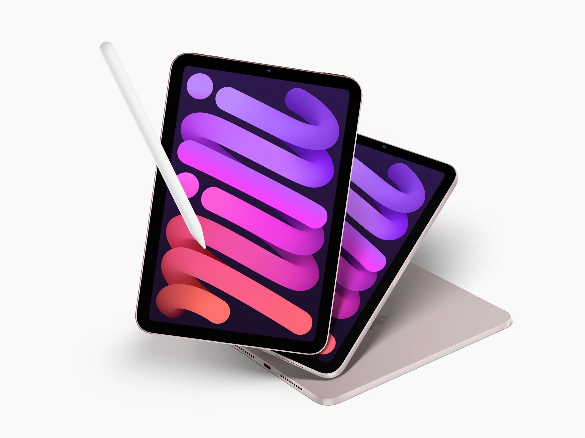 Free iPad Mini Mockup - A beautiful mockup of an iPad with a pen. In four official colors. Easily to add your own graphics, everything is separated and isolated.