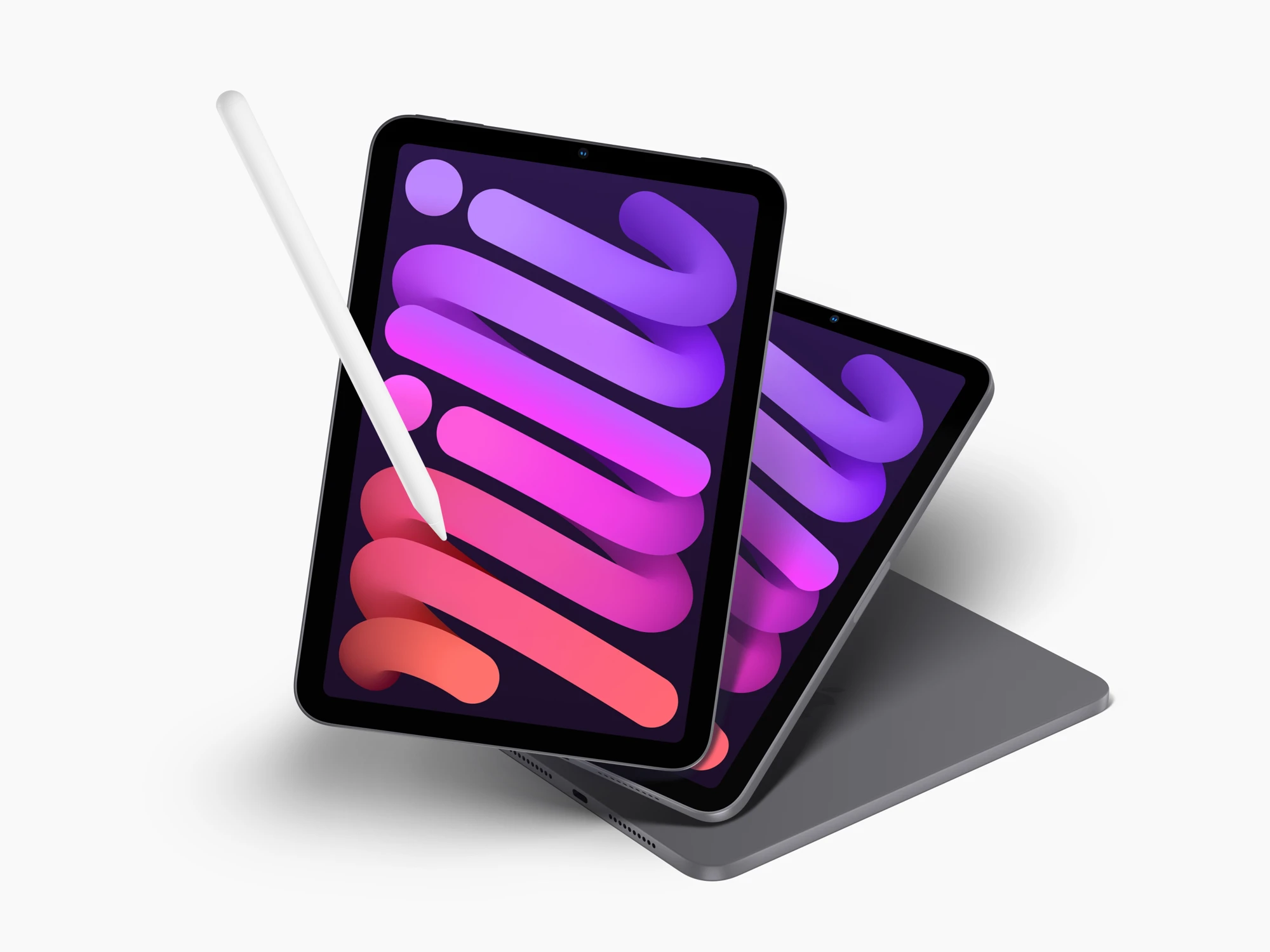 Free iPad Mini Mockup - A beautiful mockup of an iPad with a pen. In four official colors. Easily to add your own graphics, everything is separated and isolated.