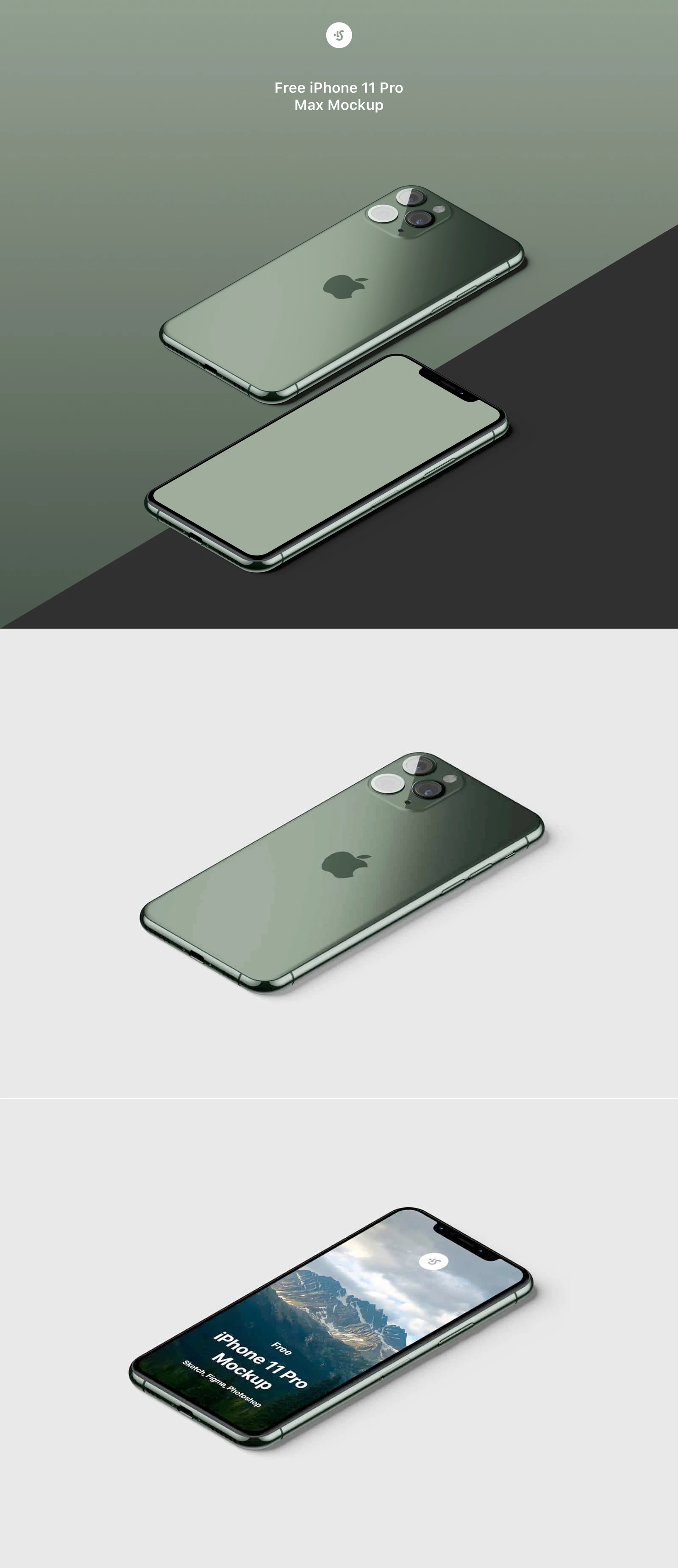 Free iPhone 11 Pro Isometric Mockup - Check this awesome isometric iPhone 11 Pro mockup. Everything is separated and movable, that's allows you to create own compositions.