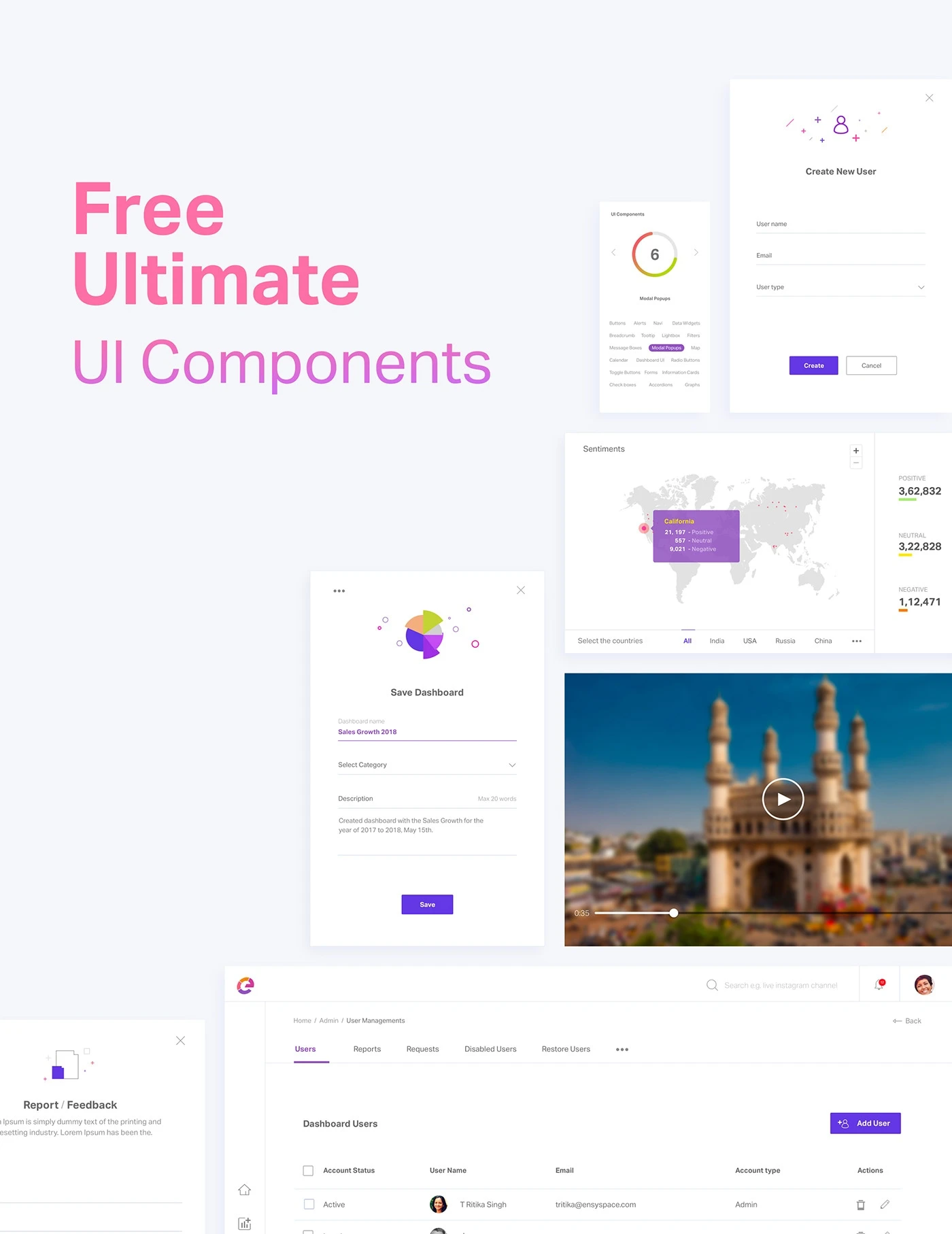 Free Ultimate UI Elements - Minimal and clean UI design