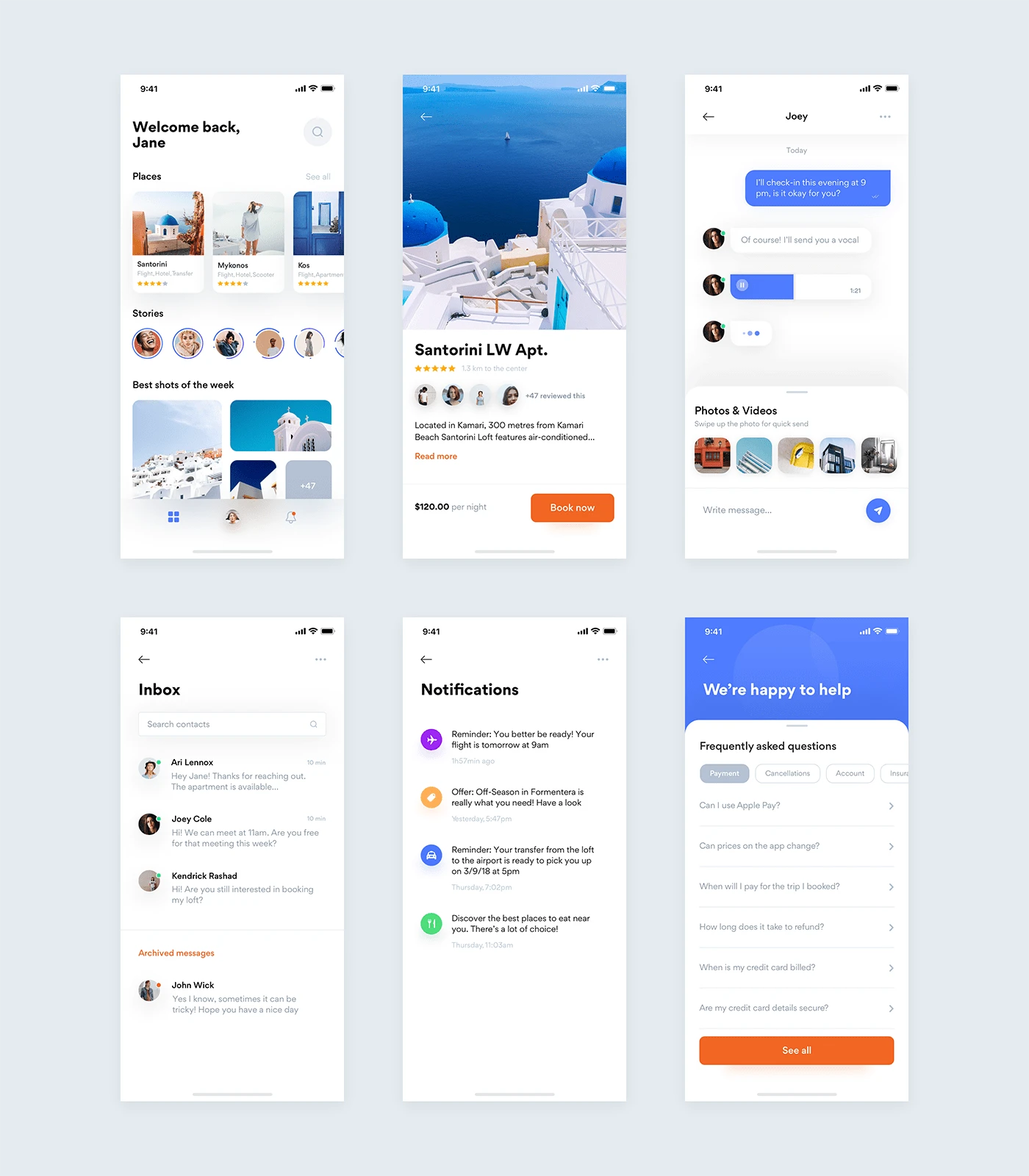Greece Freebie - Minimal and clean app design, 6 screens for you to get started