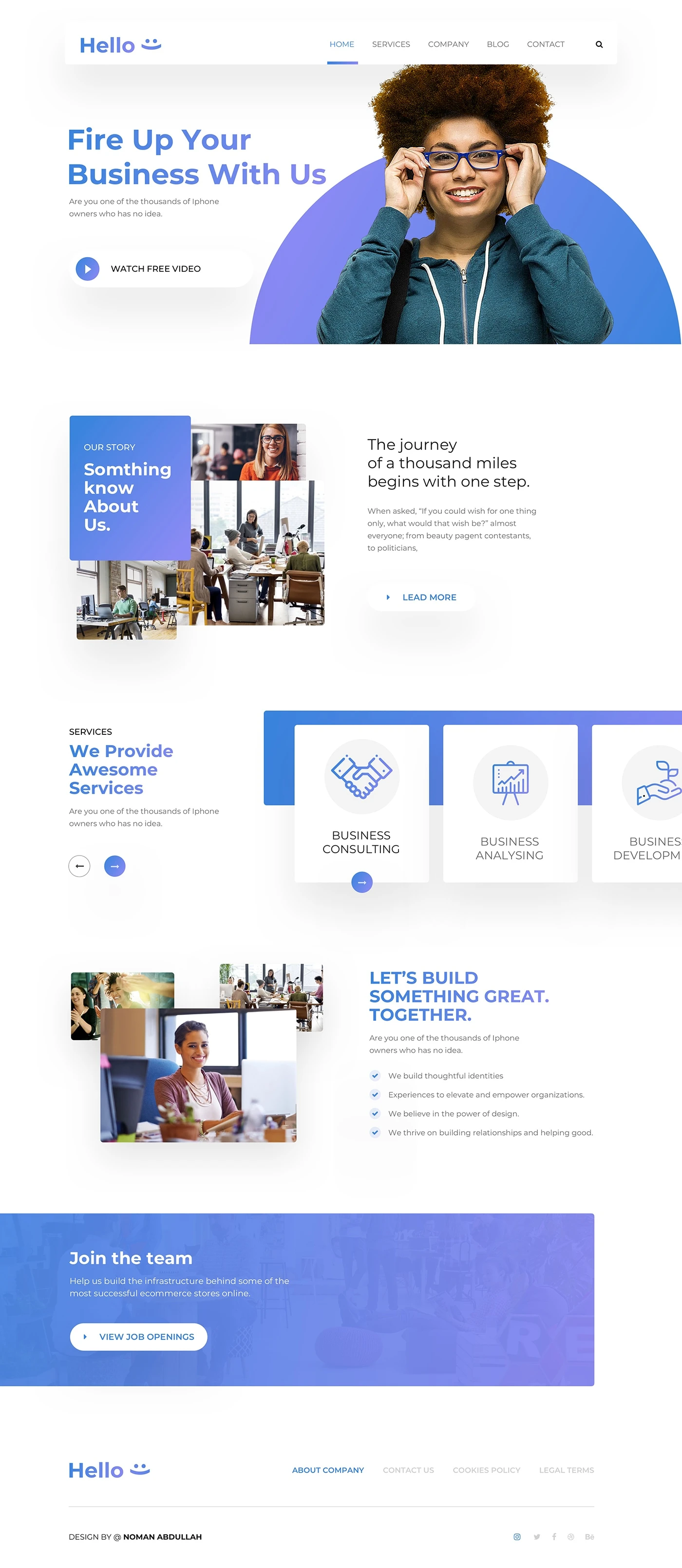 Hello Landing Page - Clean and beautiful landing page, designed by Abdullah Un Noman