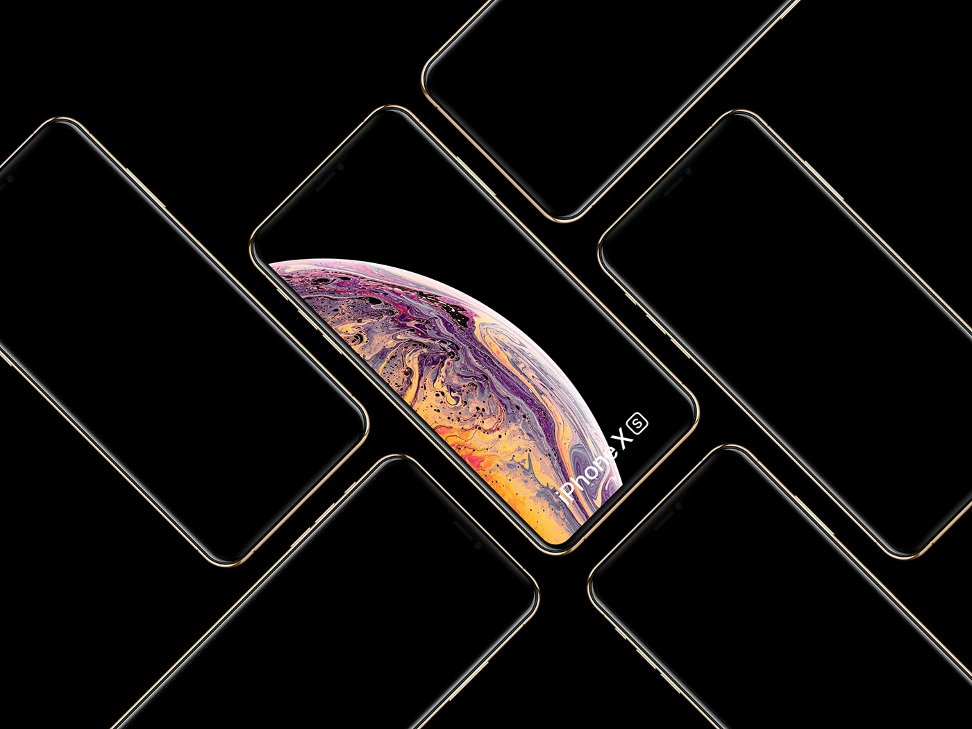 iPhone Xs and iPhone Xs Max Mockups - Changeable colors. Space Gray, Gold, Silver, White Clay, Black Clay