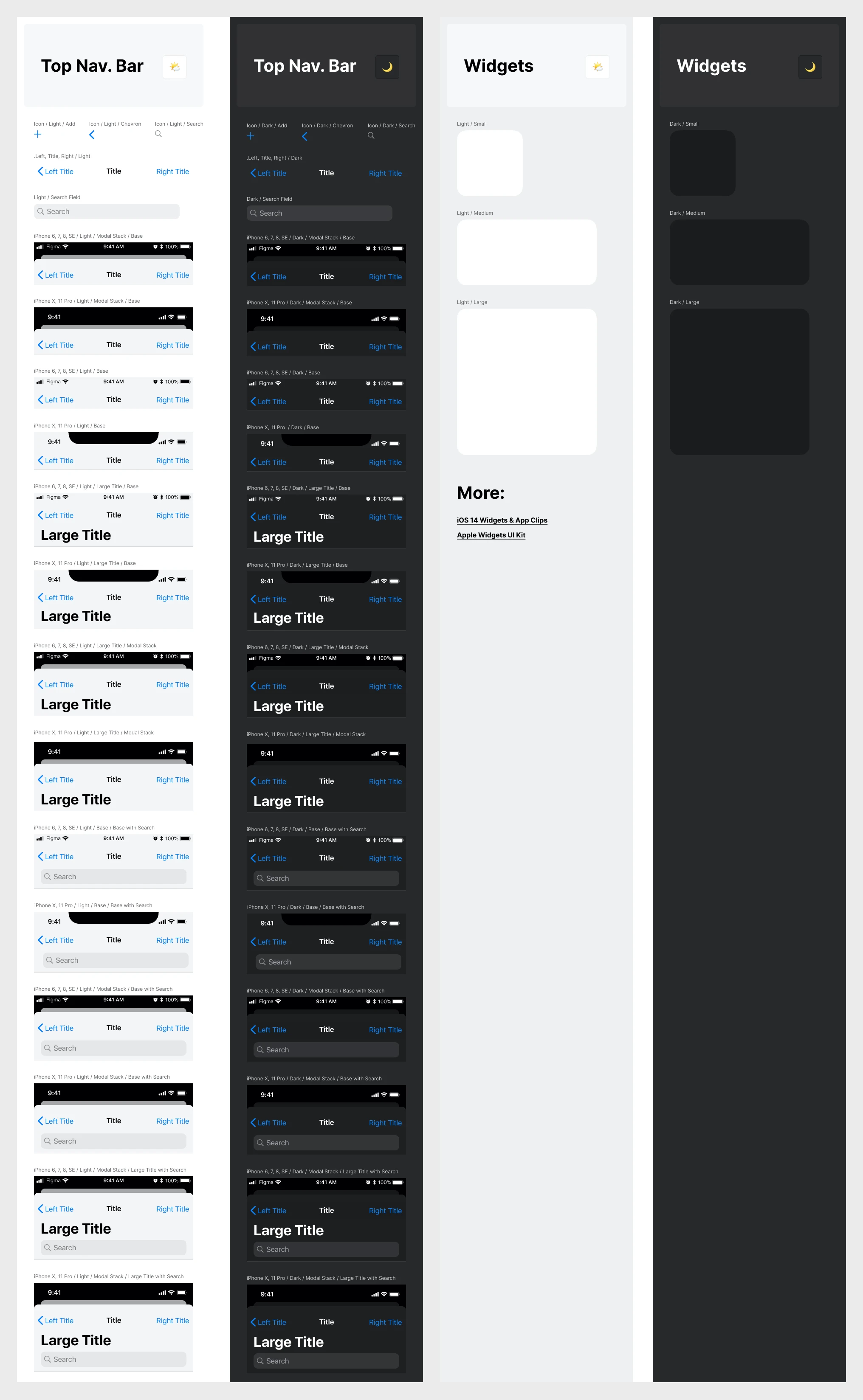 iOS/iPadOS 14 Free UI Kit for Figma - I found myself frequently trying to locate many misplaced common iOS/iPadOS system-level interface elements, so decided to build and collect them all in one place. All of the elements here are named for easy instance-swapping, have constraints applied, and use auto layout where appropriate.