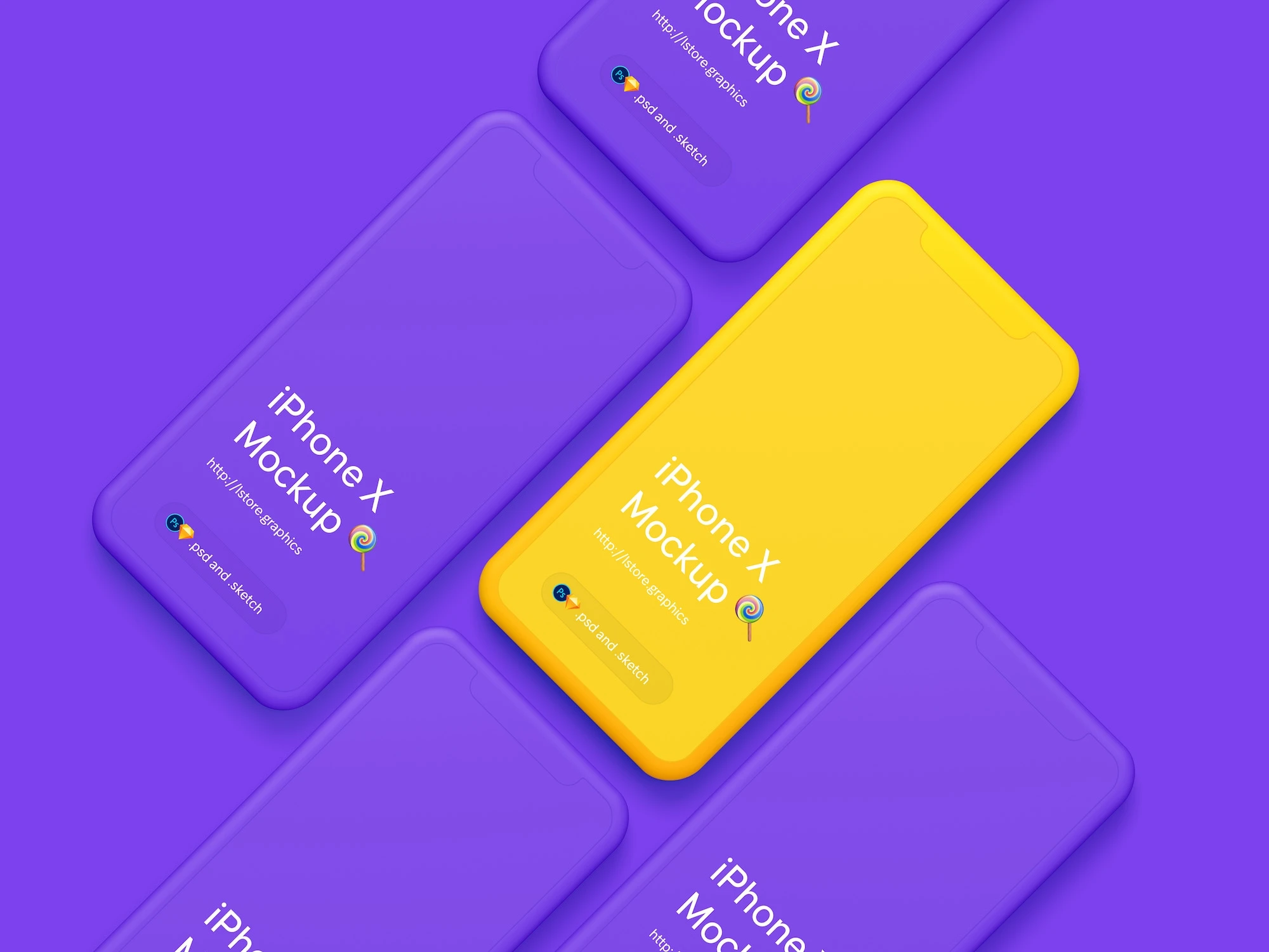 Simple iPhone X Mockups - Super clean, minimalistic free iPhone X mockups with awesome customization features and huge resolution.