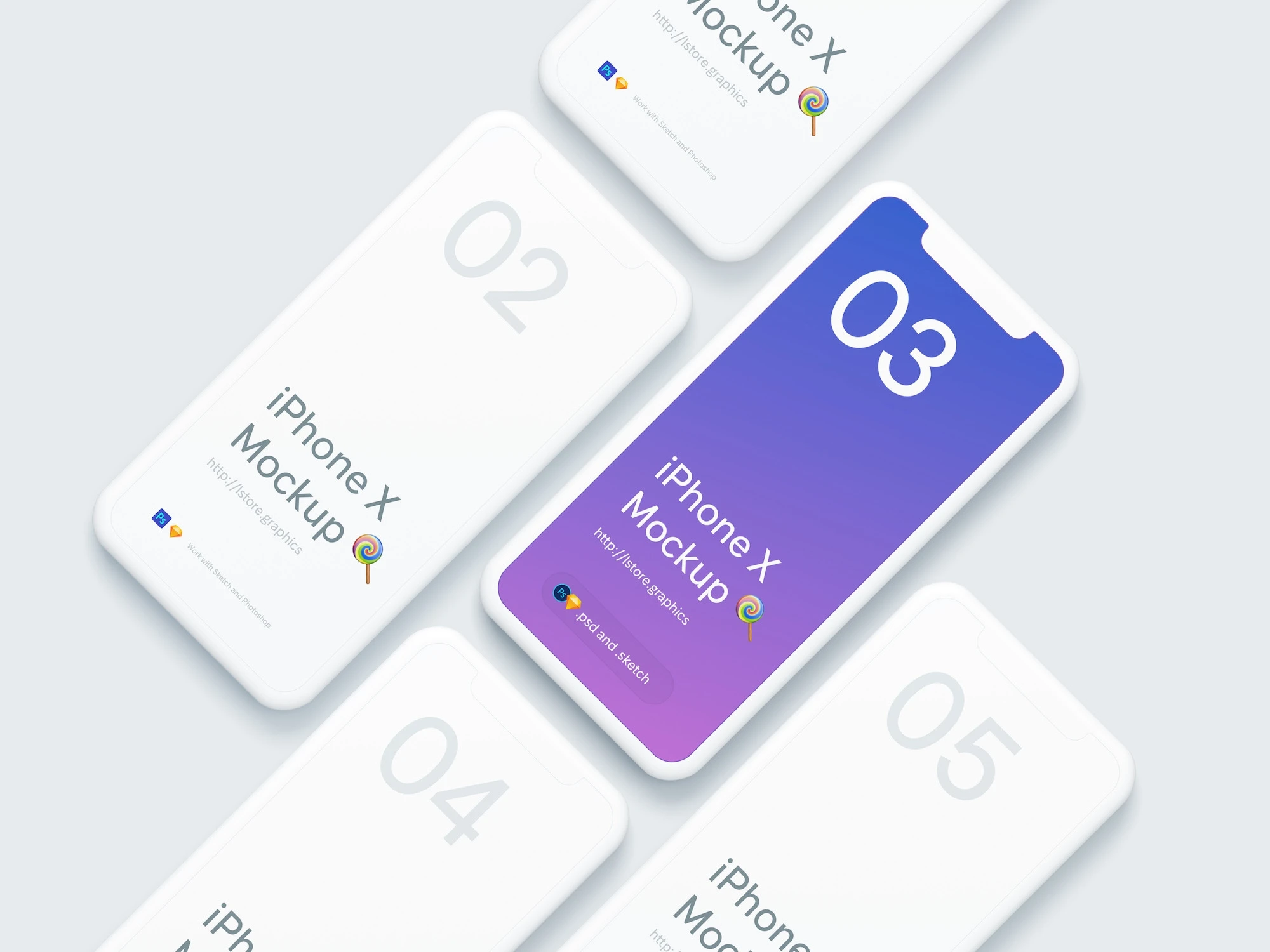 Simple iPhone X Mockups - Super clean, minimalistic free iPhone X mockups with awesome customization features and huge resolution.