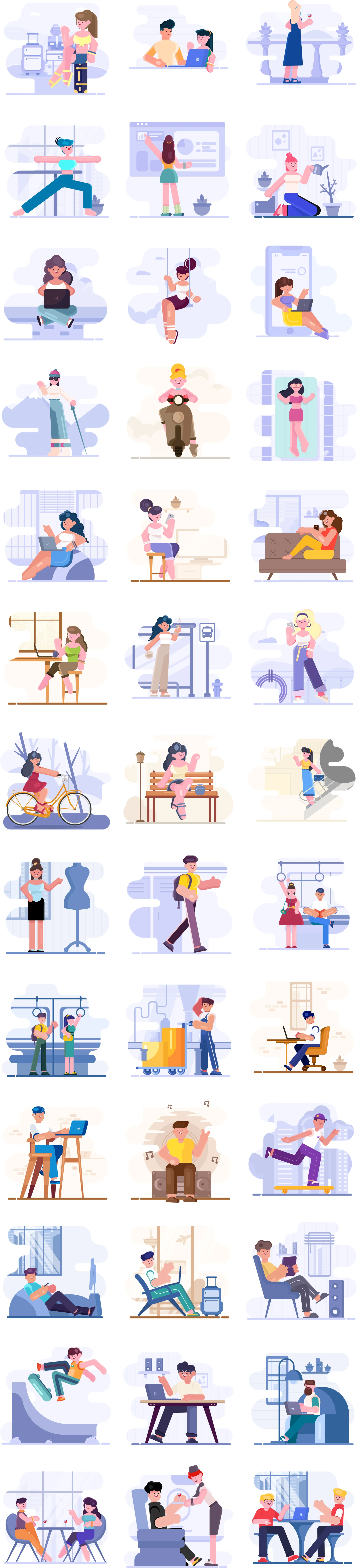Loomies - 39 Free Illustrations - 39 free illustrations elements. Simplified cute characters illustrations for websites and application screens. If you’re looking for cute cartoony characters to tell your stories, look no further than our newest character illustrations