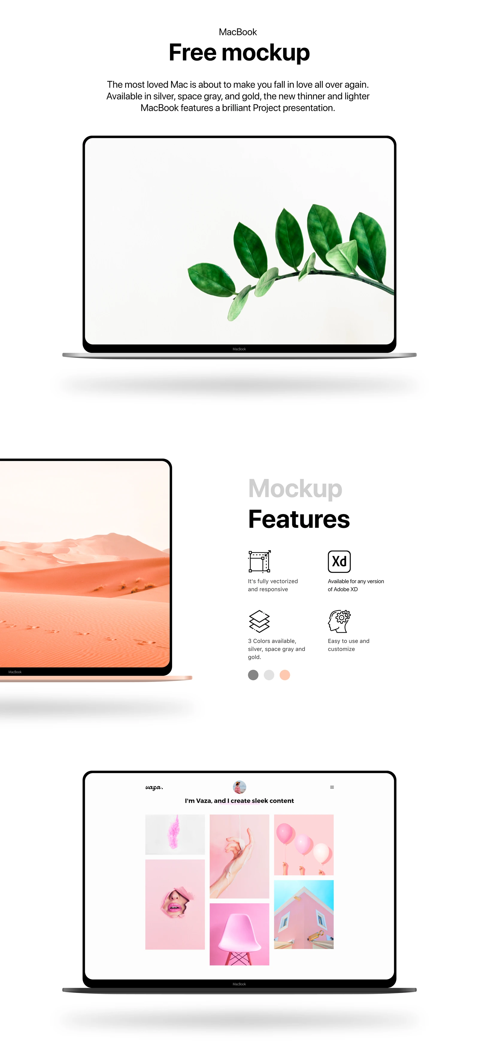 Macbook - Minimal Free Mockup - The most loved Mac is about to make you fall in love all over again. Available in silver, space gray, and gold, the new thinner and lighter MacBook features a brilliant Project presentation.