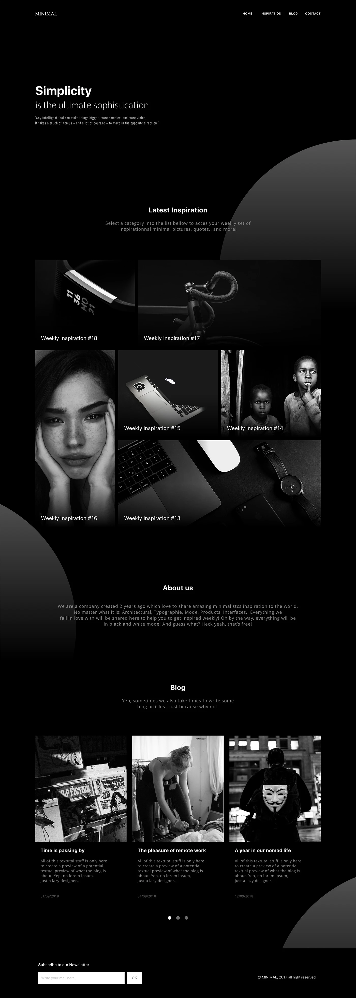 Minimal Black / White Website - A simple landing page without using anything colorful. Designed by Yann Alessandri