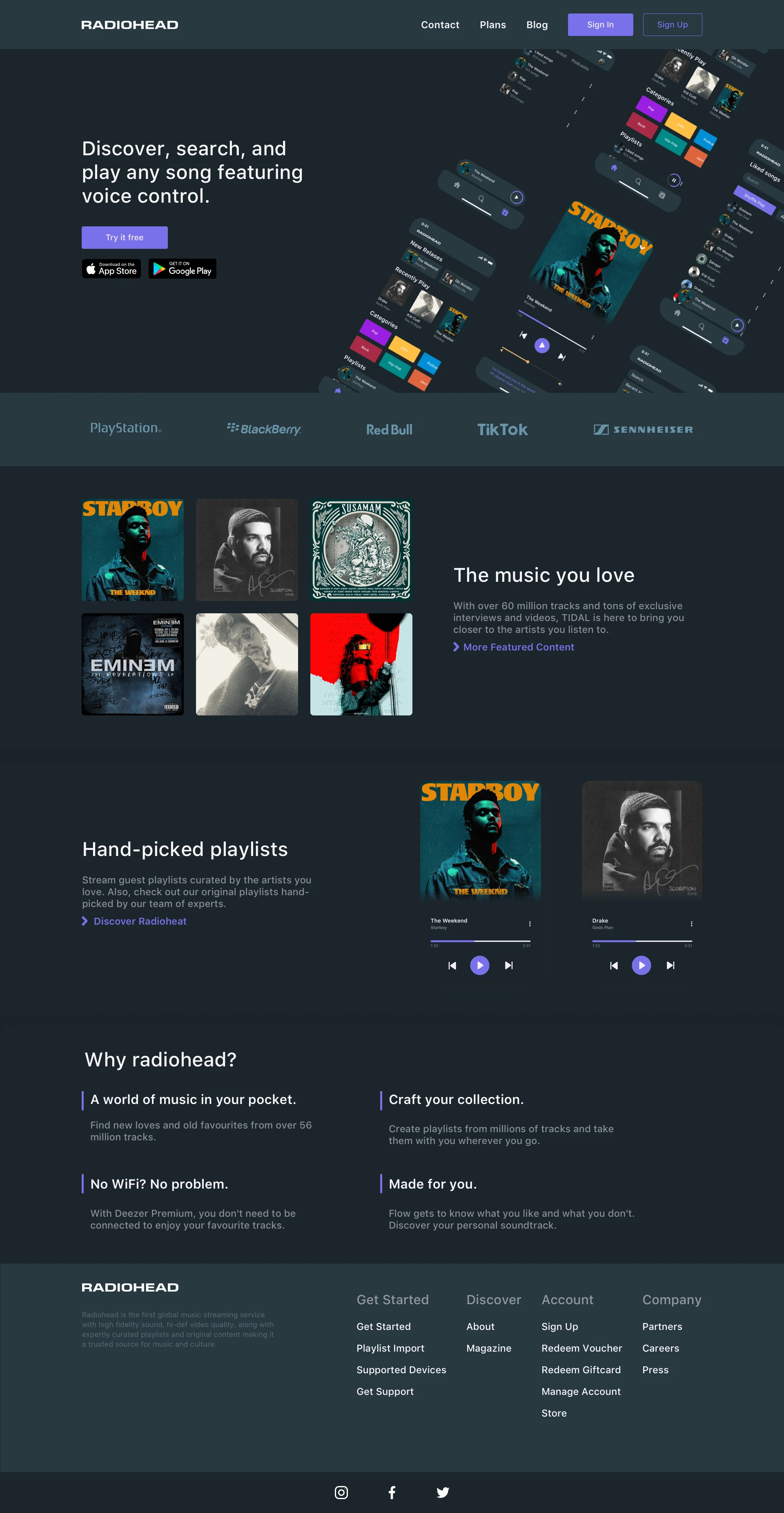 Music App Landing Page for Sketch - Elegant and clean template for any kind of music app.