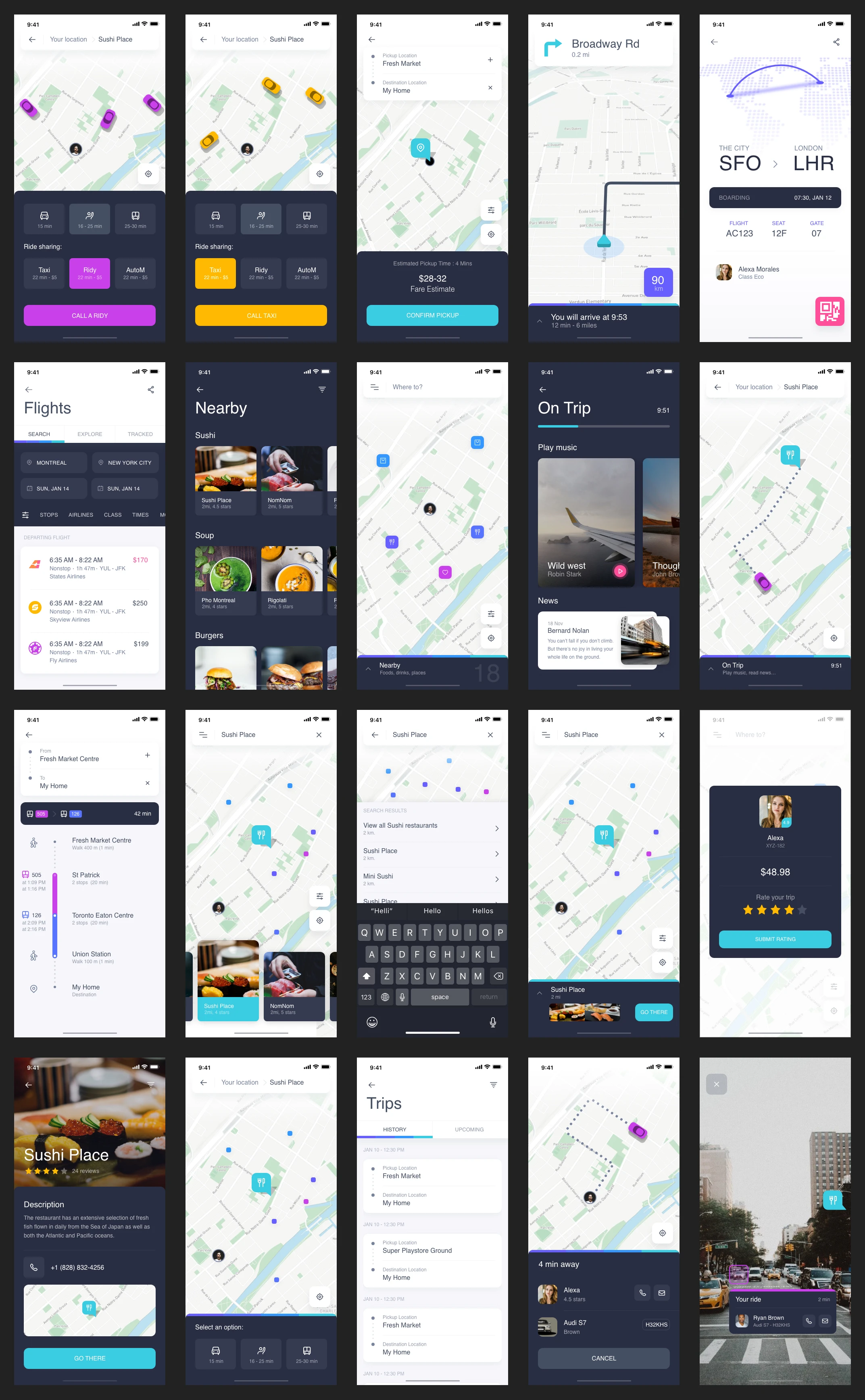 Navigo UI Kit for Adobe XD - Navigo is a free iOS UI Kit made for Adobe XD. It includes more than 60 screens organized in 6 categories and designed with a modern and colorful style.