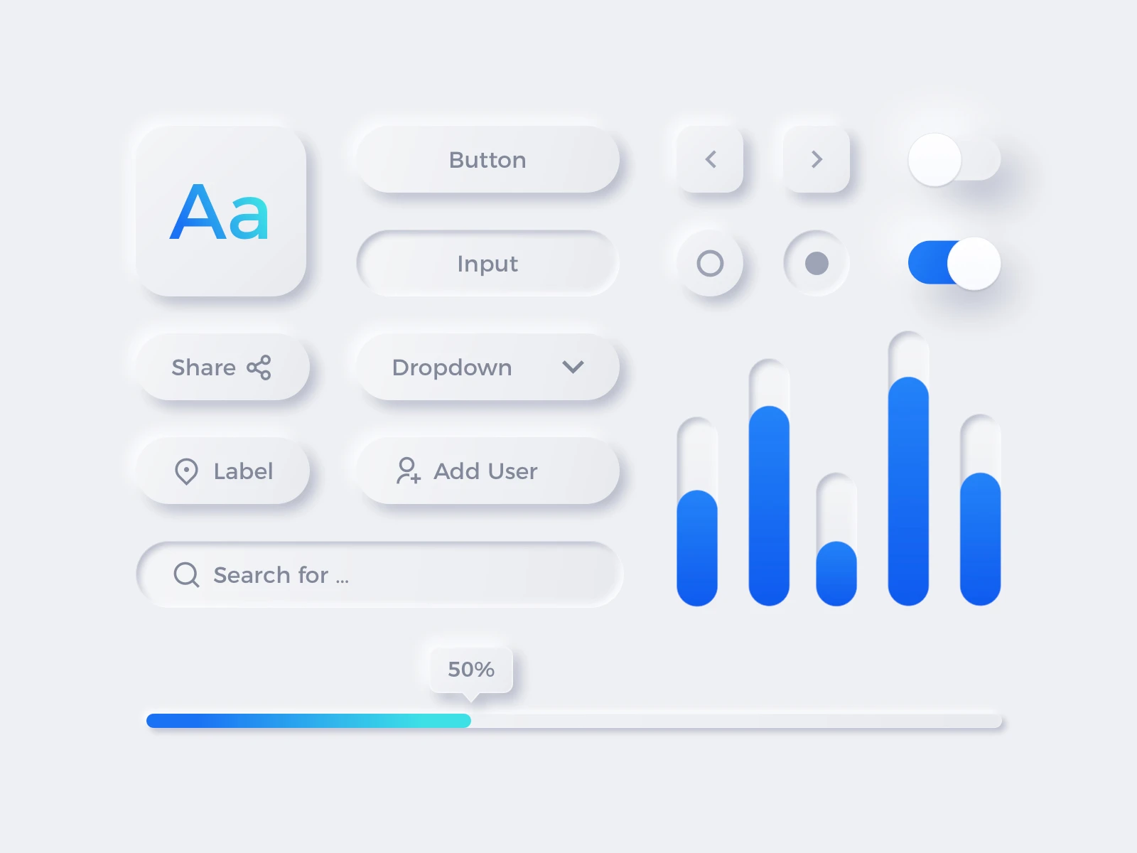 Neumorphism UI Elements for Sketch - Elegant and clean UI Kit for any kind of app.